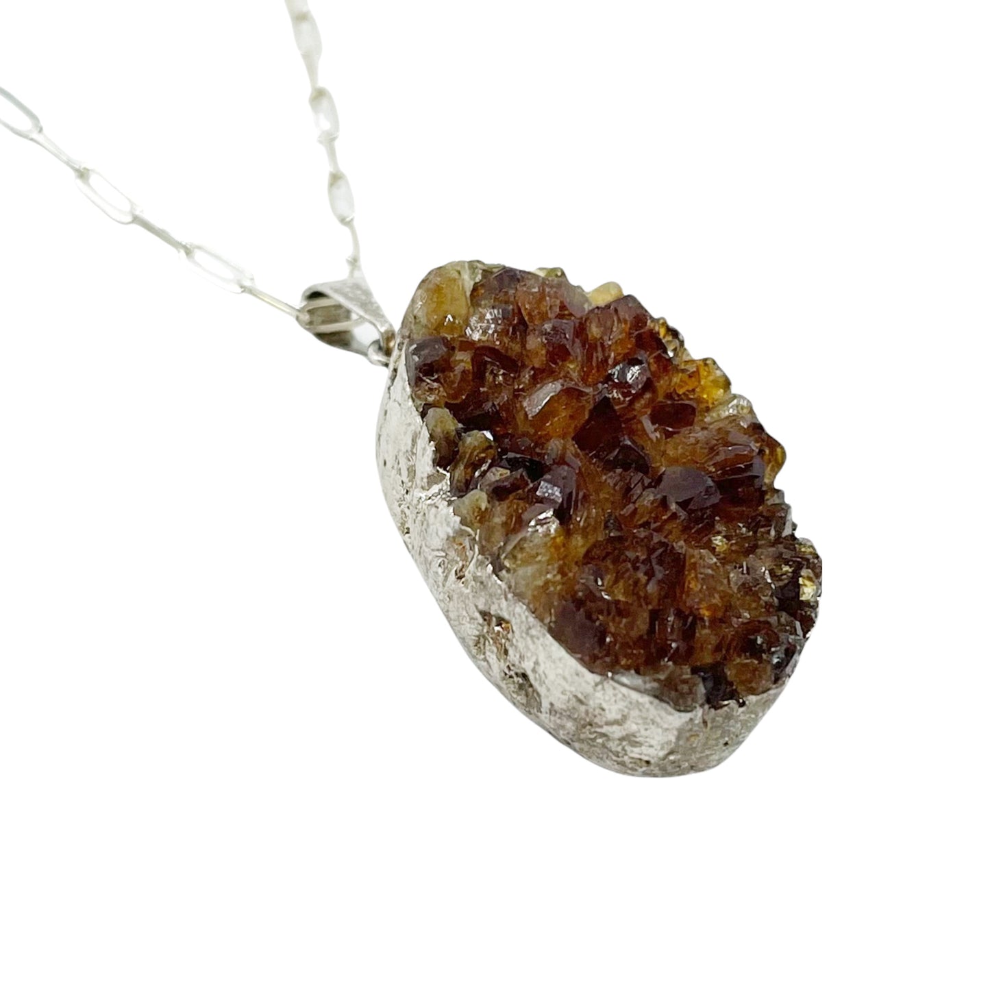 sterling silver citrine crystal cluster druzy pendant GM551