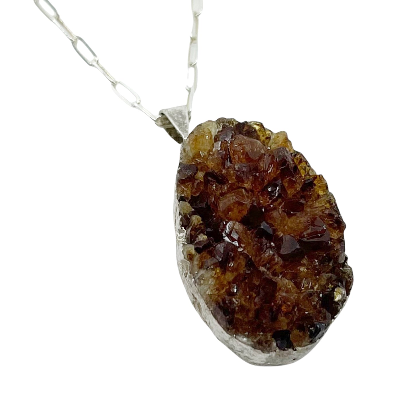 sterling silver citrine crystal cluster druzy pendant GM551