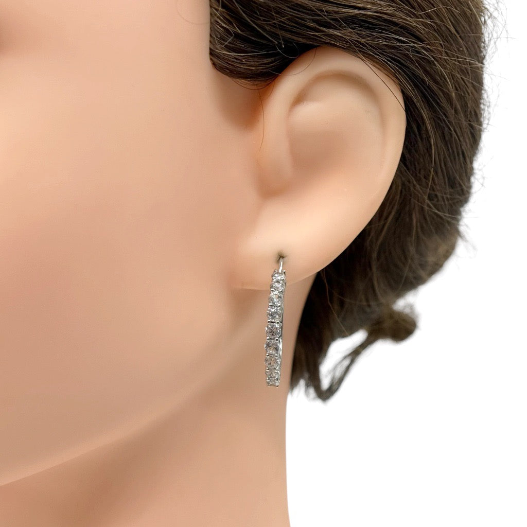 JWBR sterling silver white sapphire hoop earrings - GM553