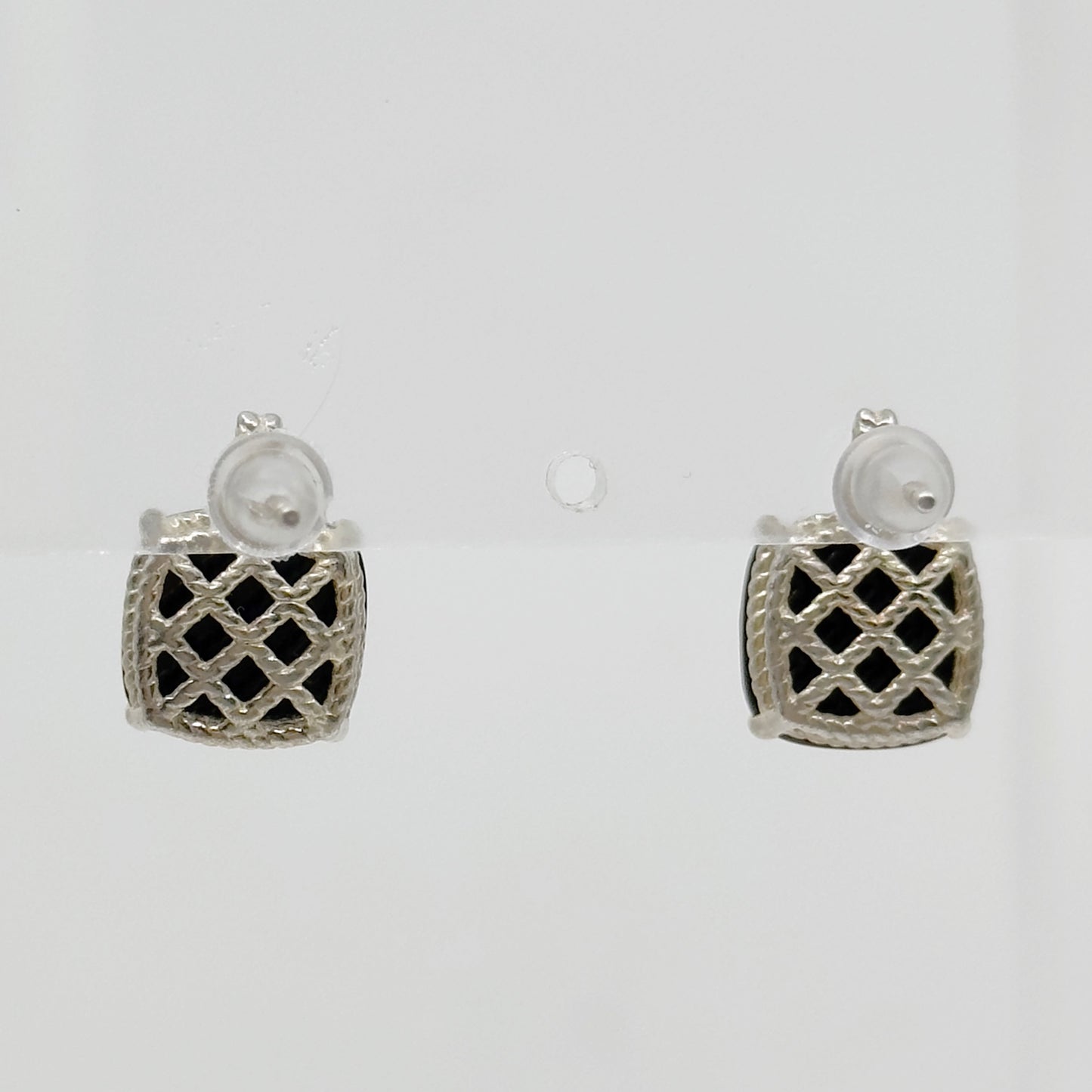 sterling silver onyx cable stud earrings GM557