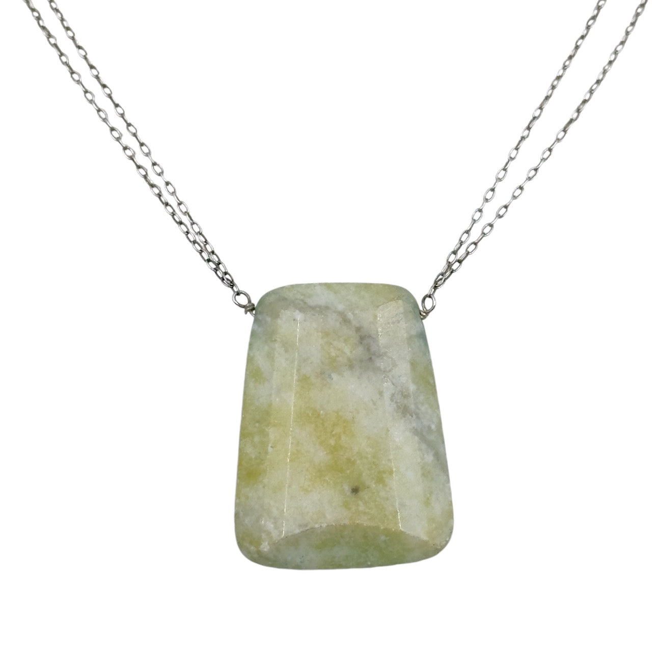 sterling silver jade axe bead pendant necklace GM570