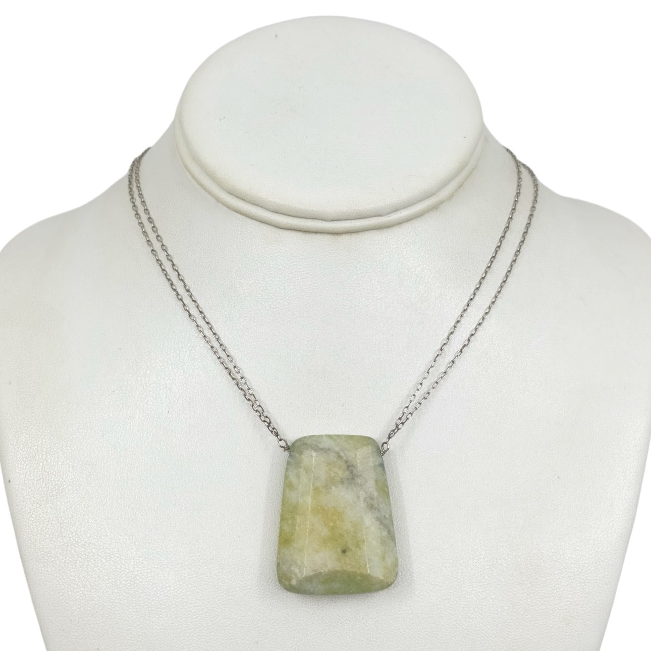 sterling silver jade axe bead pendant necklace GM570