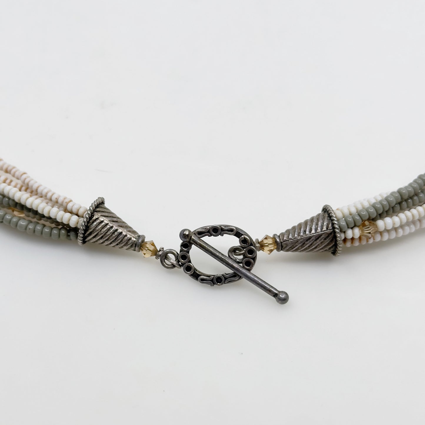 Hand Made Sterling silver seed beads multi strand necklace GM576