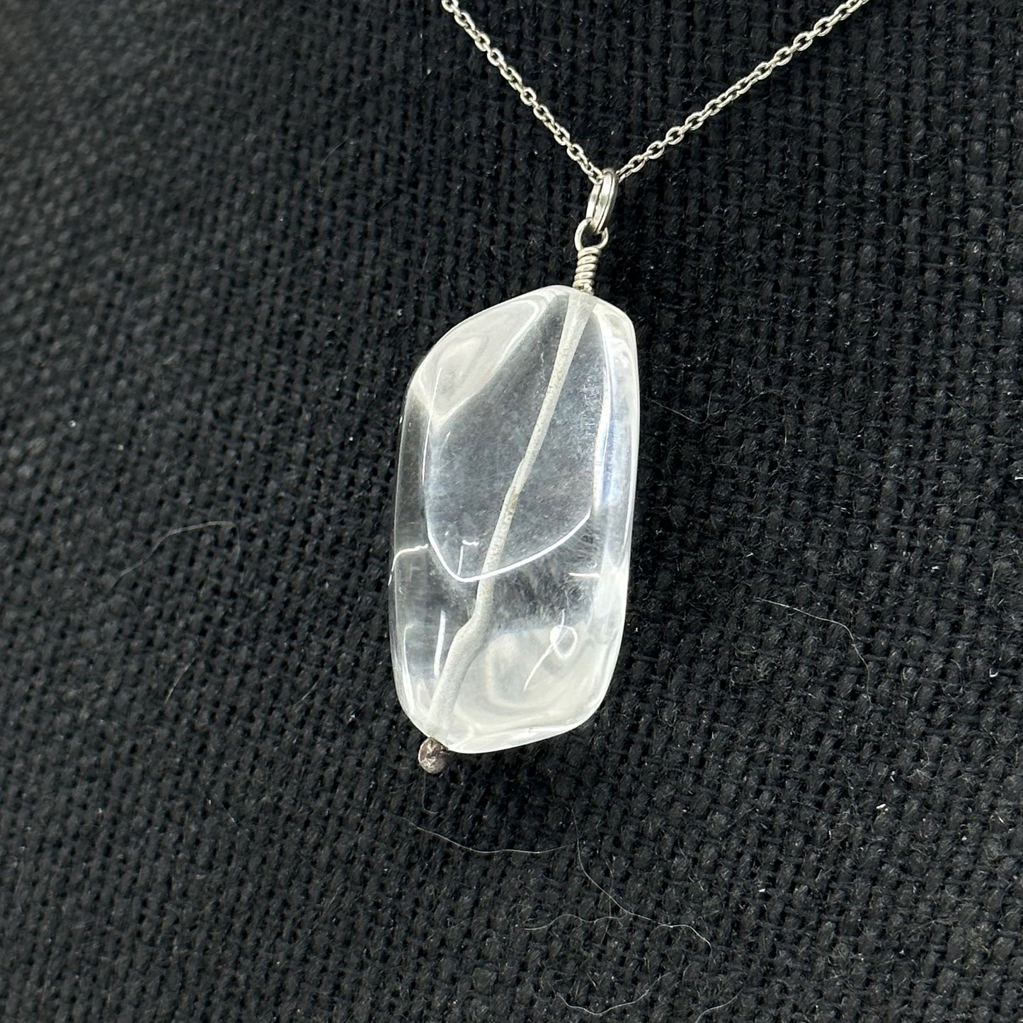 Hand made Sterling silver rock crystal talisman pendant GM592