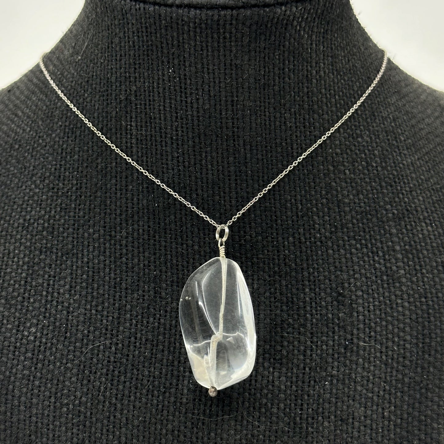 Hand made Sterling silver rock crystal talisman pendant GM592