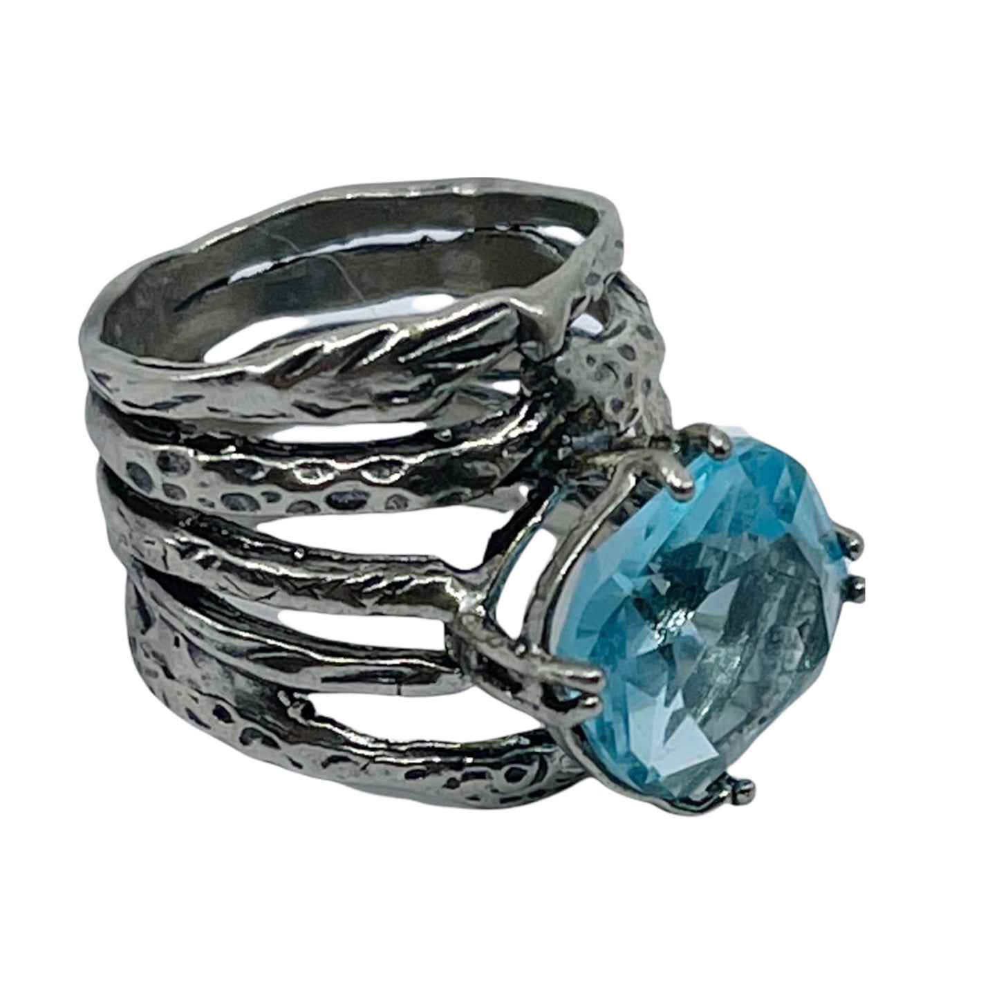 Israel sterling silver blue topaz ring GM595