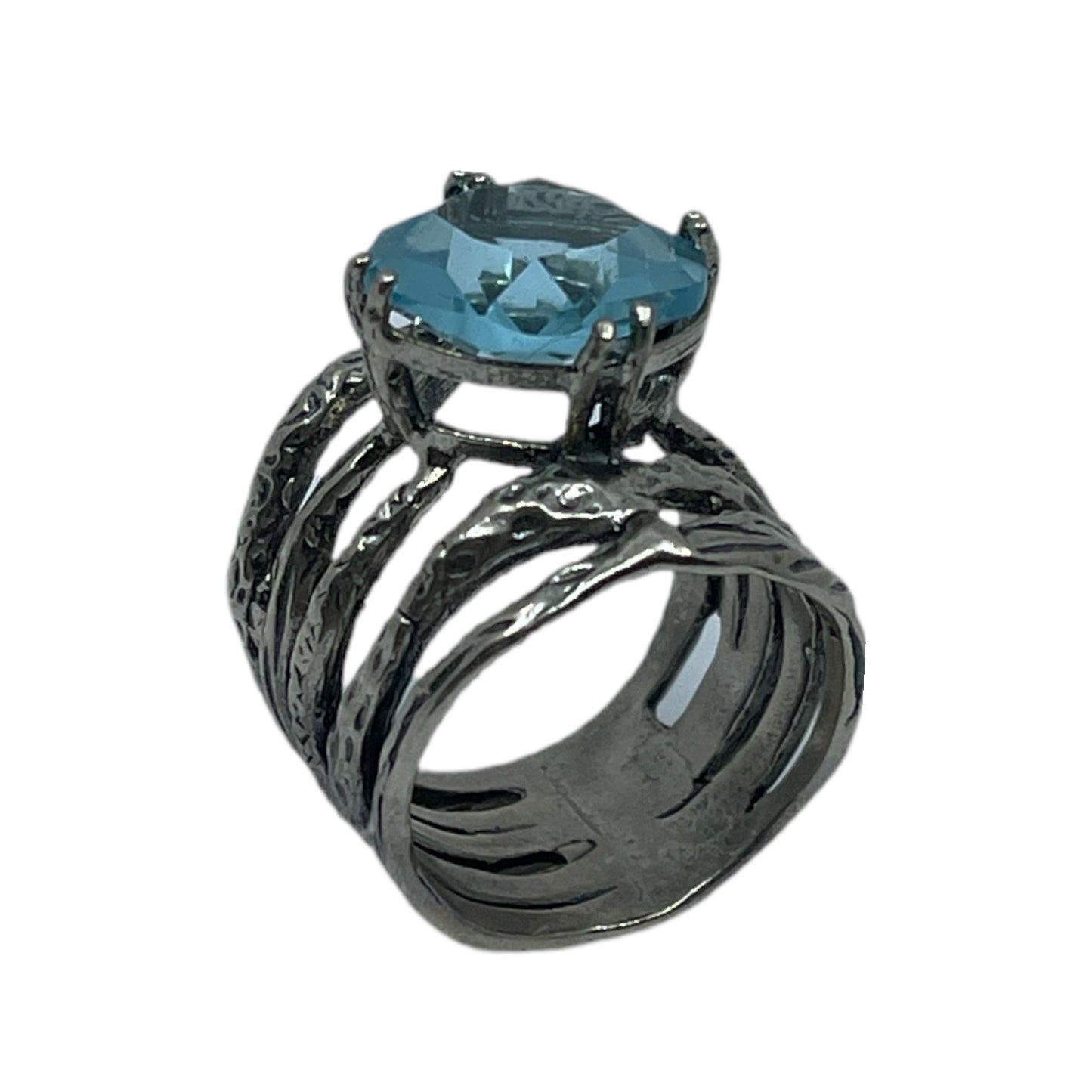 Israel sterling silver blue topaz ring GM595