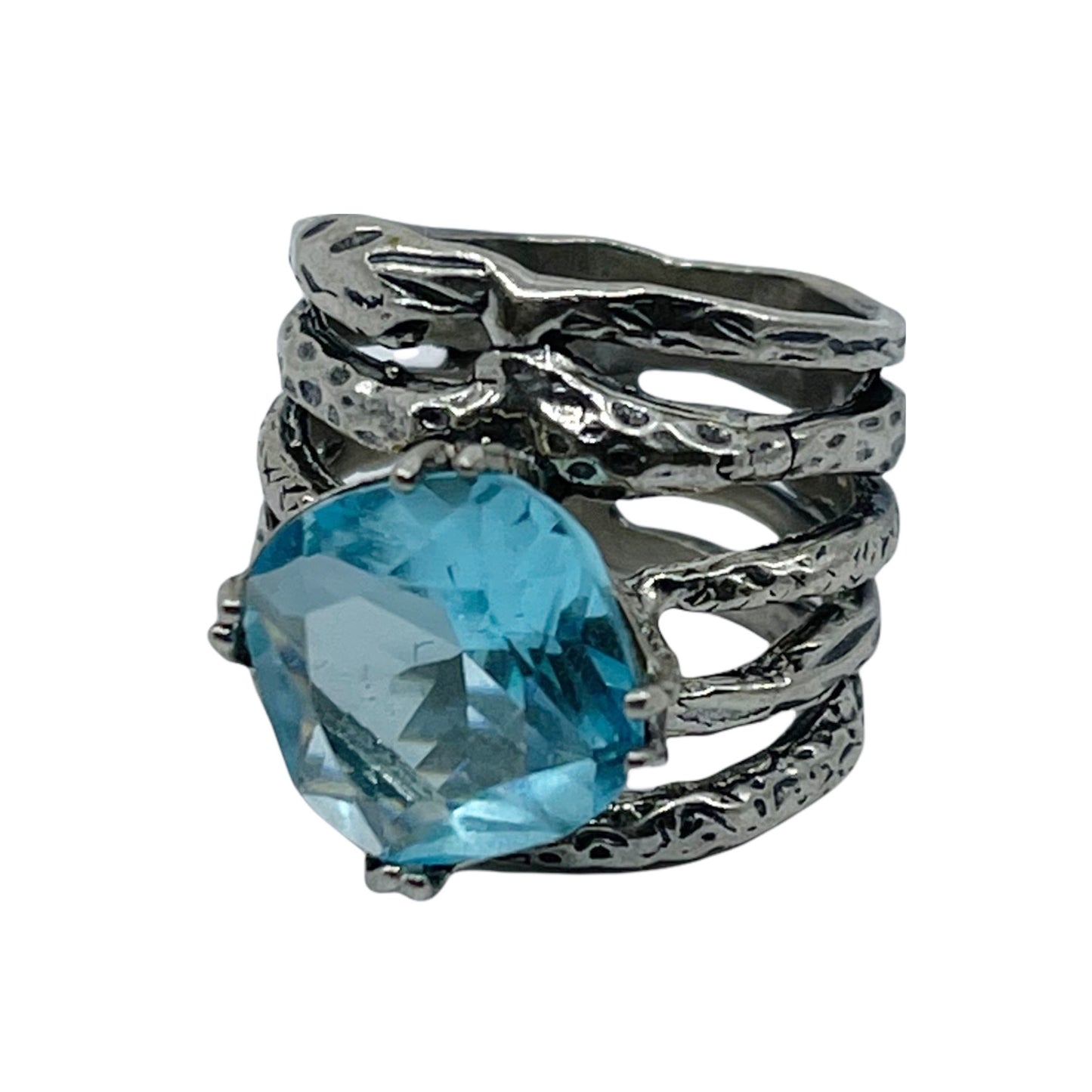 Israel sterling silver blue topaz ring GM595