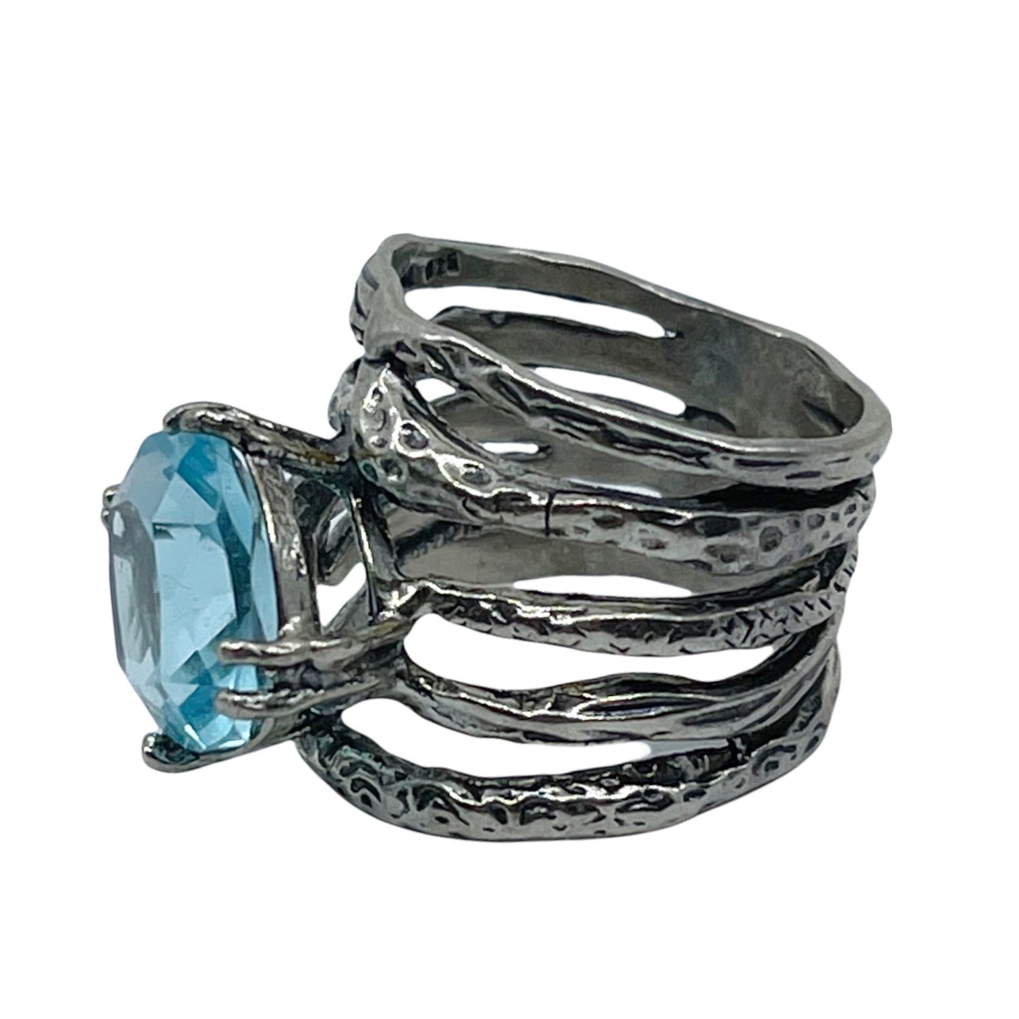 Israel sterling silver blue topaz ring GM595