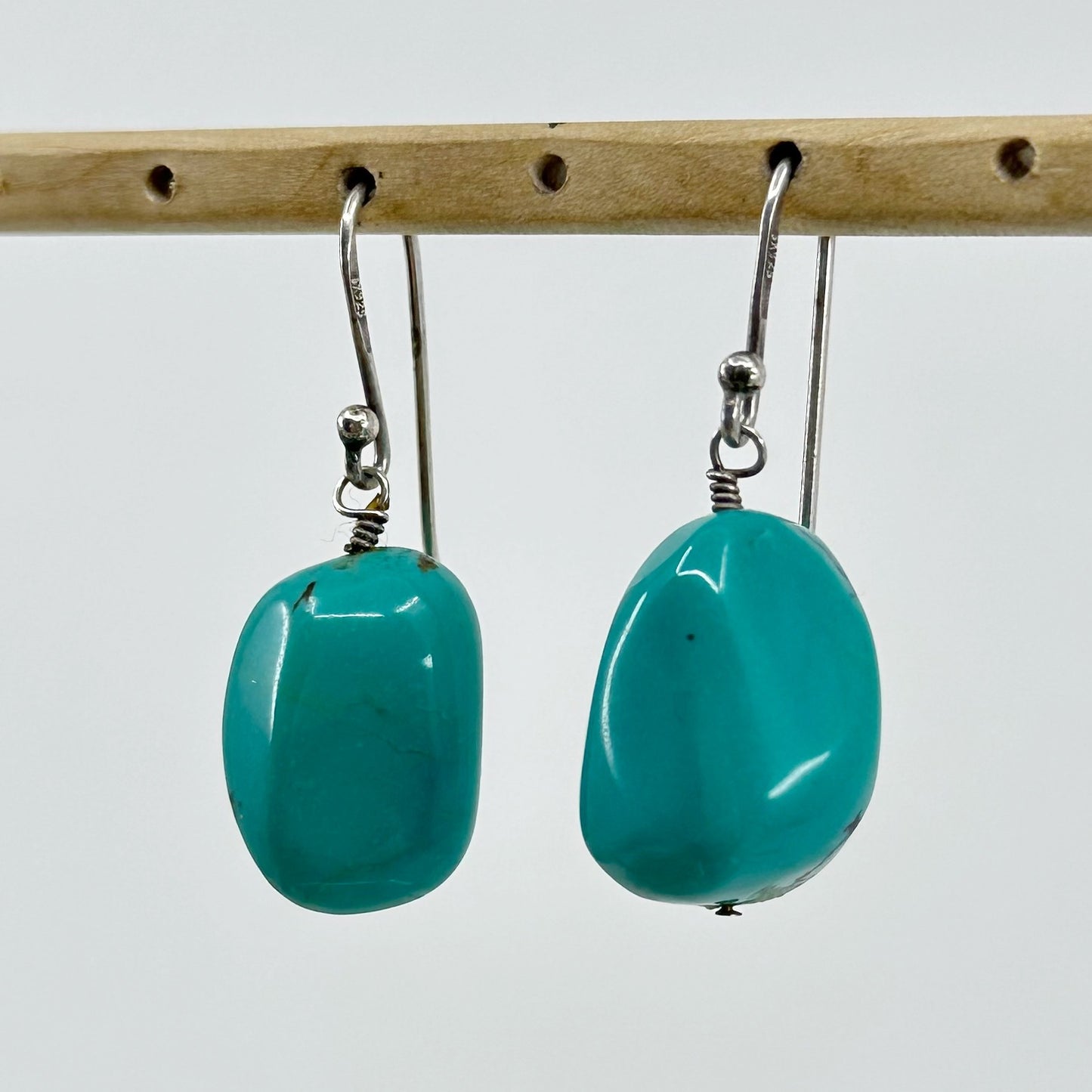 Sterling silver turquoise bead earrings GM596