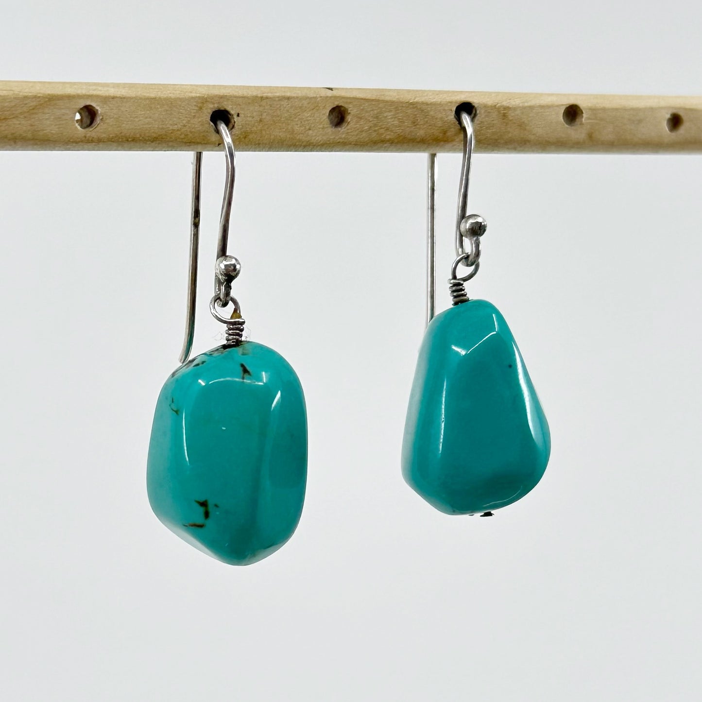 Sterling silver turquoise bead earrings GM596