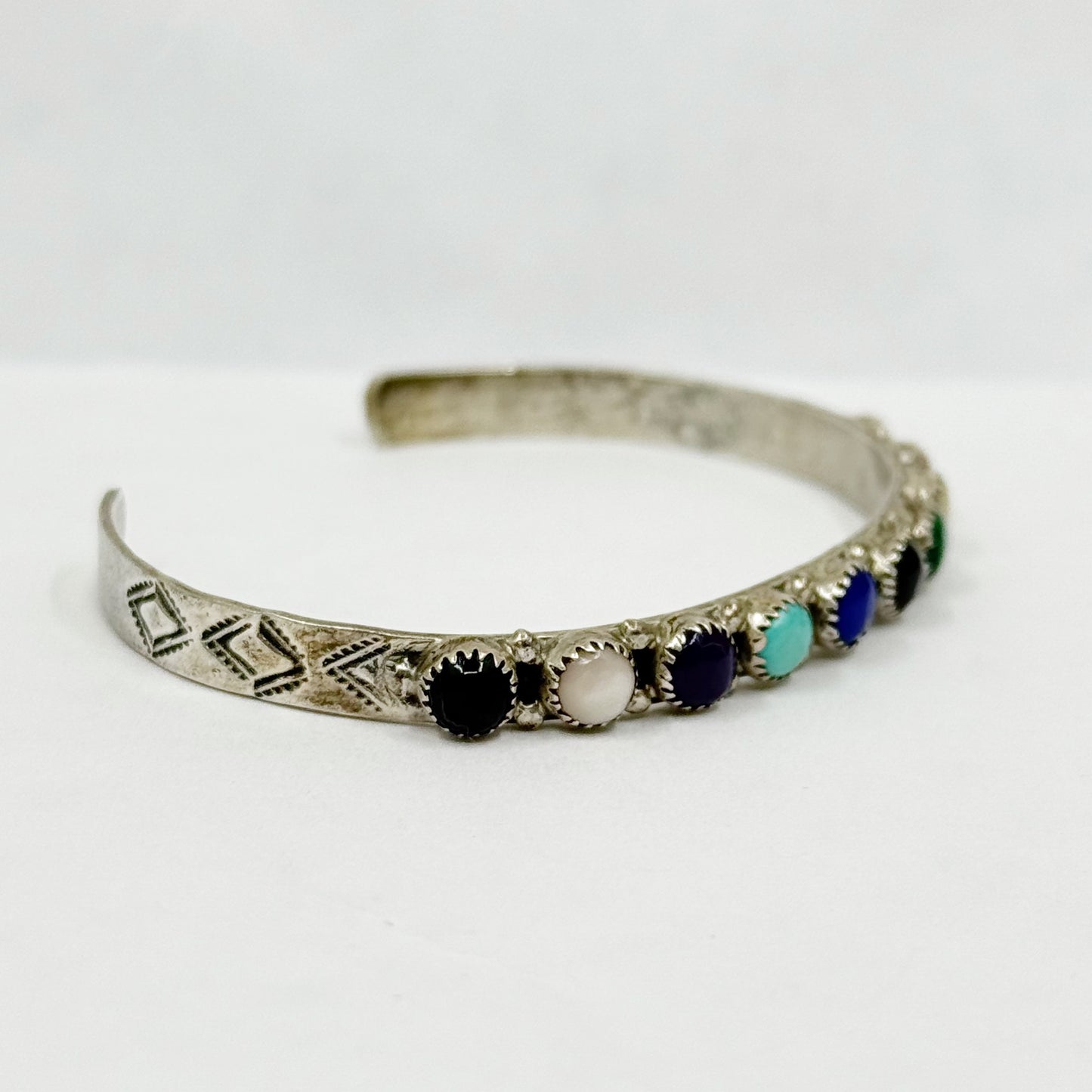 Southwest AP sterling silver gemstone cuff bracelet - GM60