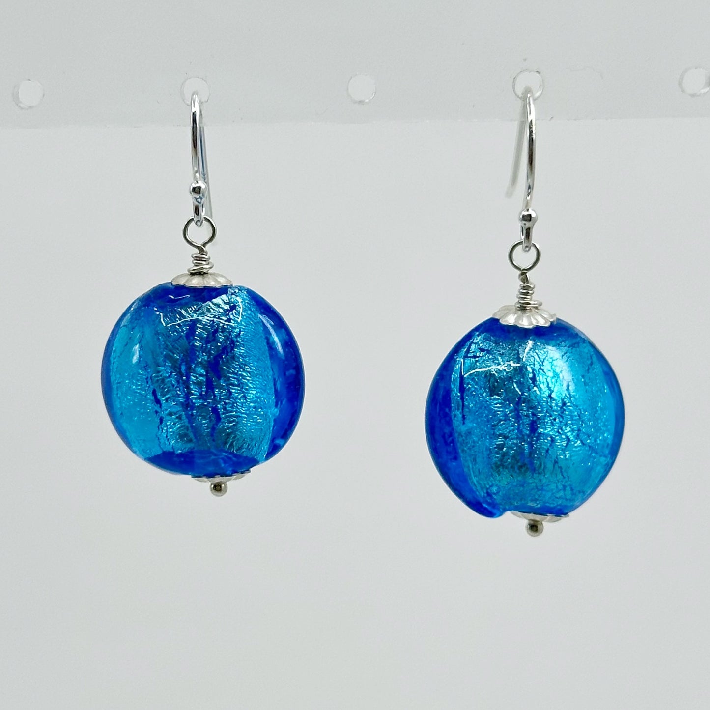 Sterling silver Venetian foil glass bead earrings GM606