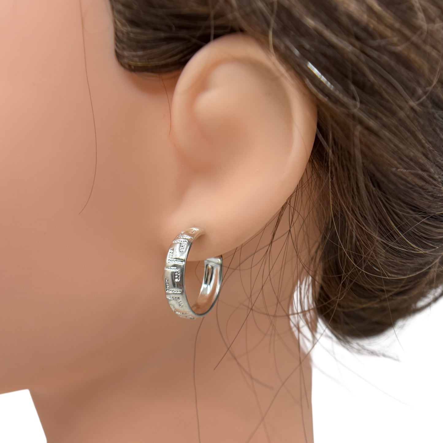 Milor Sterling silver greek key hoop earrings - GM609