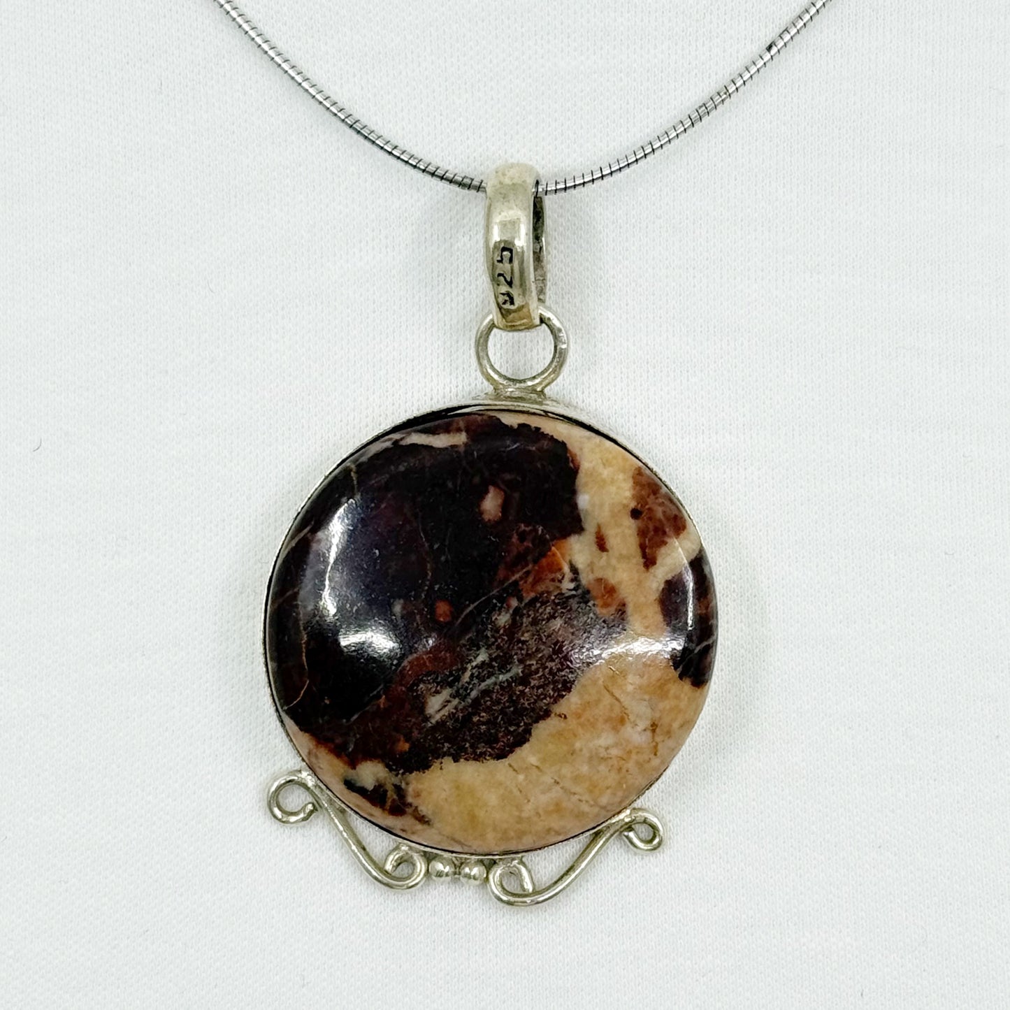 Sterling silver jasper pendant - GM61