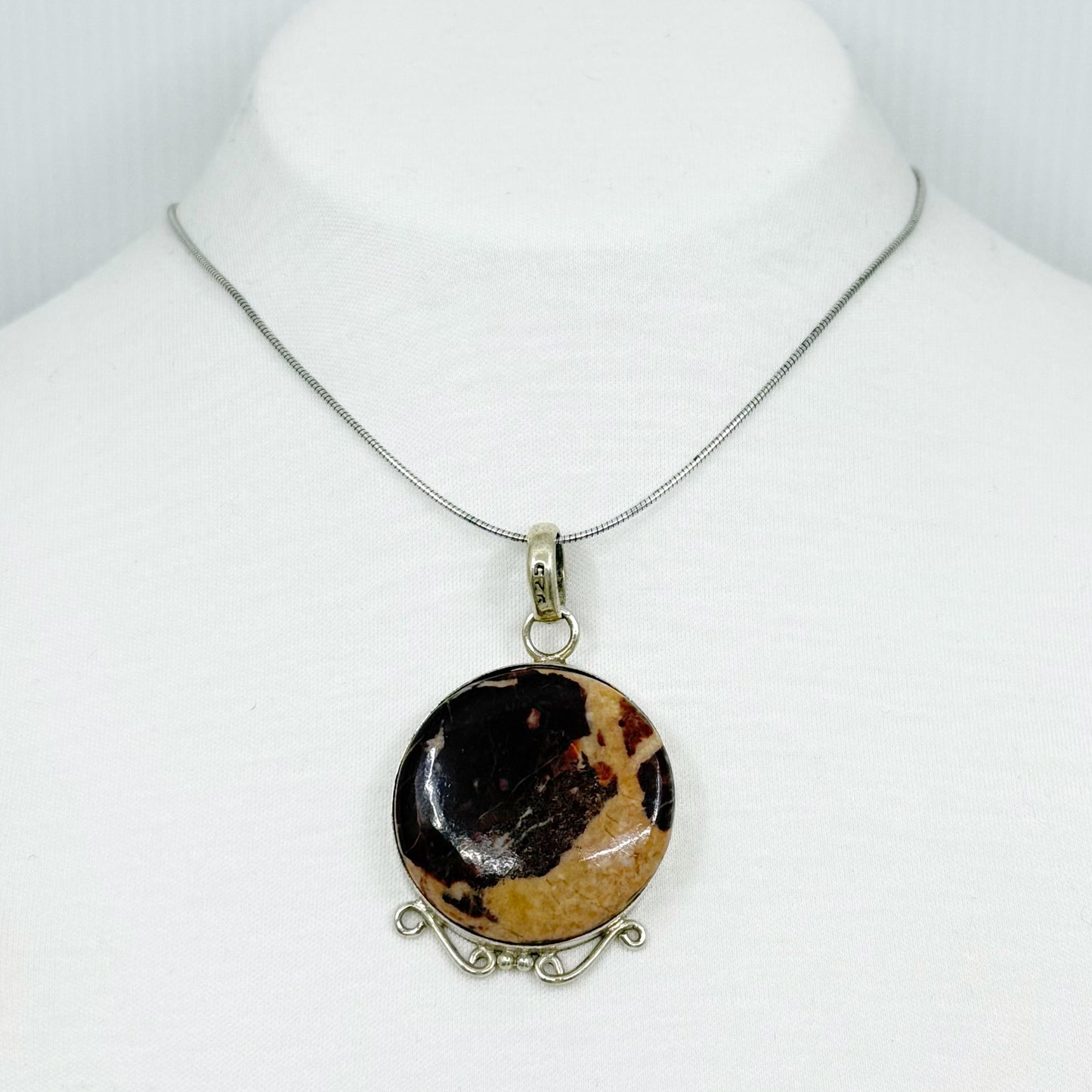 Sterling silver jasper pendant - GM61