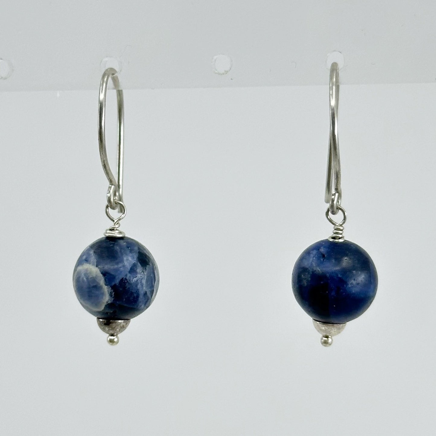 Hand made sterling silver sodalite bead earrings GM619