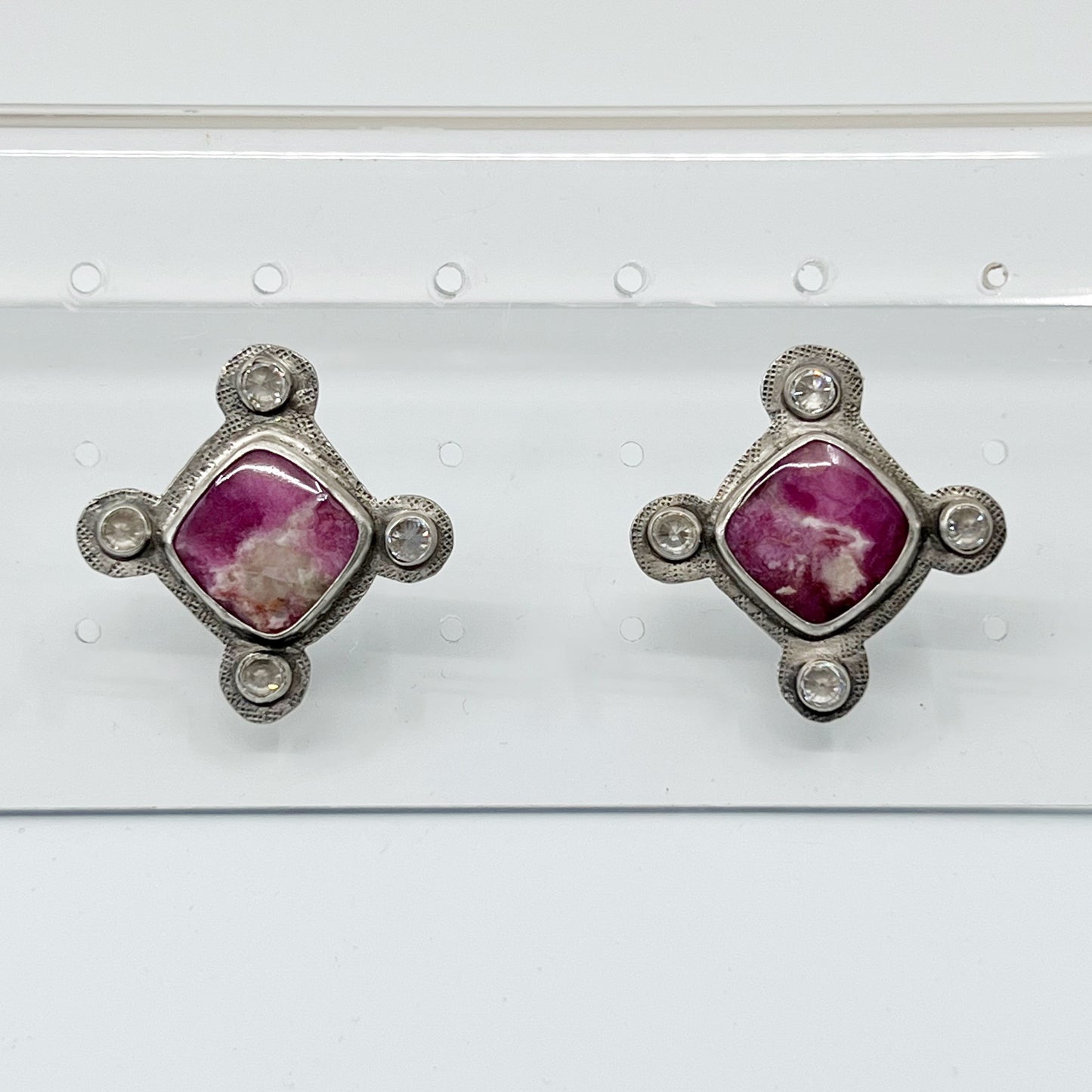 Hopicrafts Zuni sterling silver zoisite & cubic zirconia earrings GM624