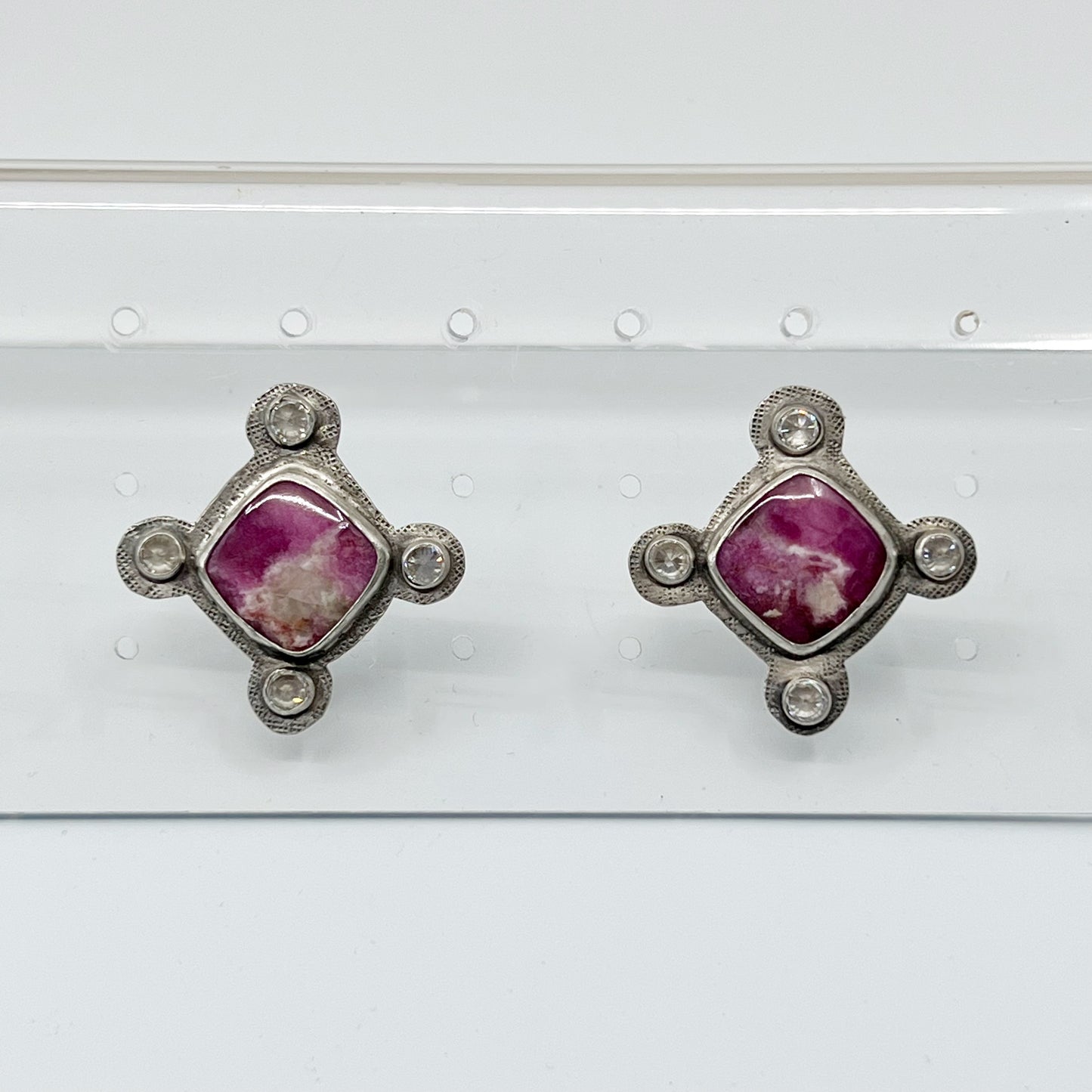 Hopicrafts Zuni sterling silver zoisite & cubic zirconia earrings GM624