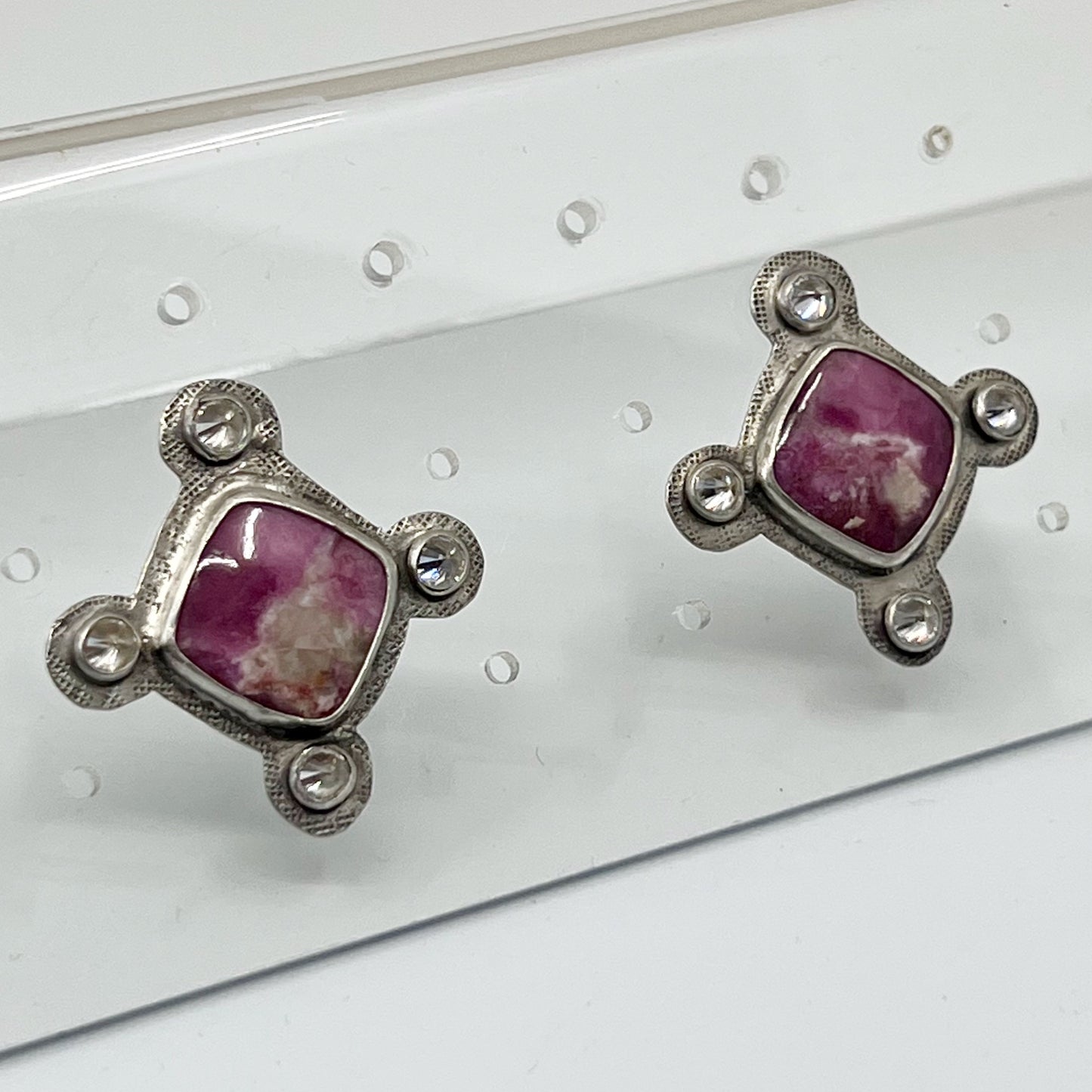 Hopicrafts Zuni sterling silver zoisite & cubic zirconia earrings GM624