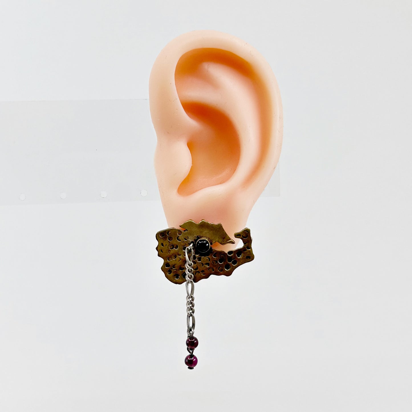 Sterling silver & brass garnet earrings GM625