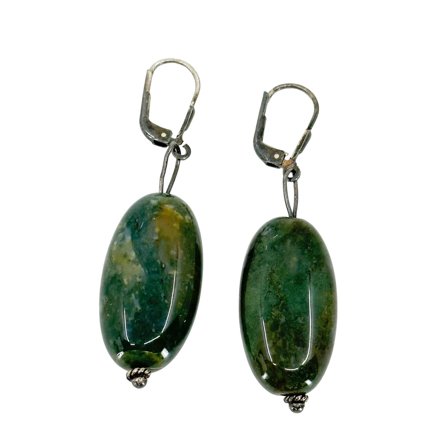 Sterling silver bloodstone bead earrings GM629