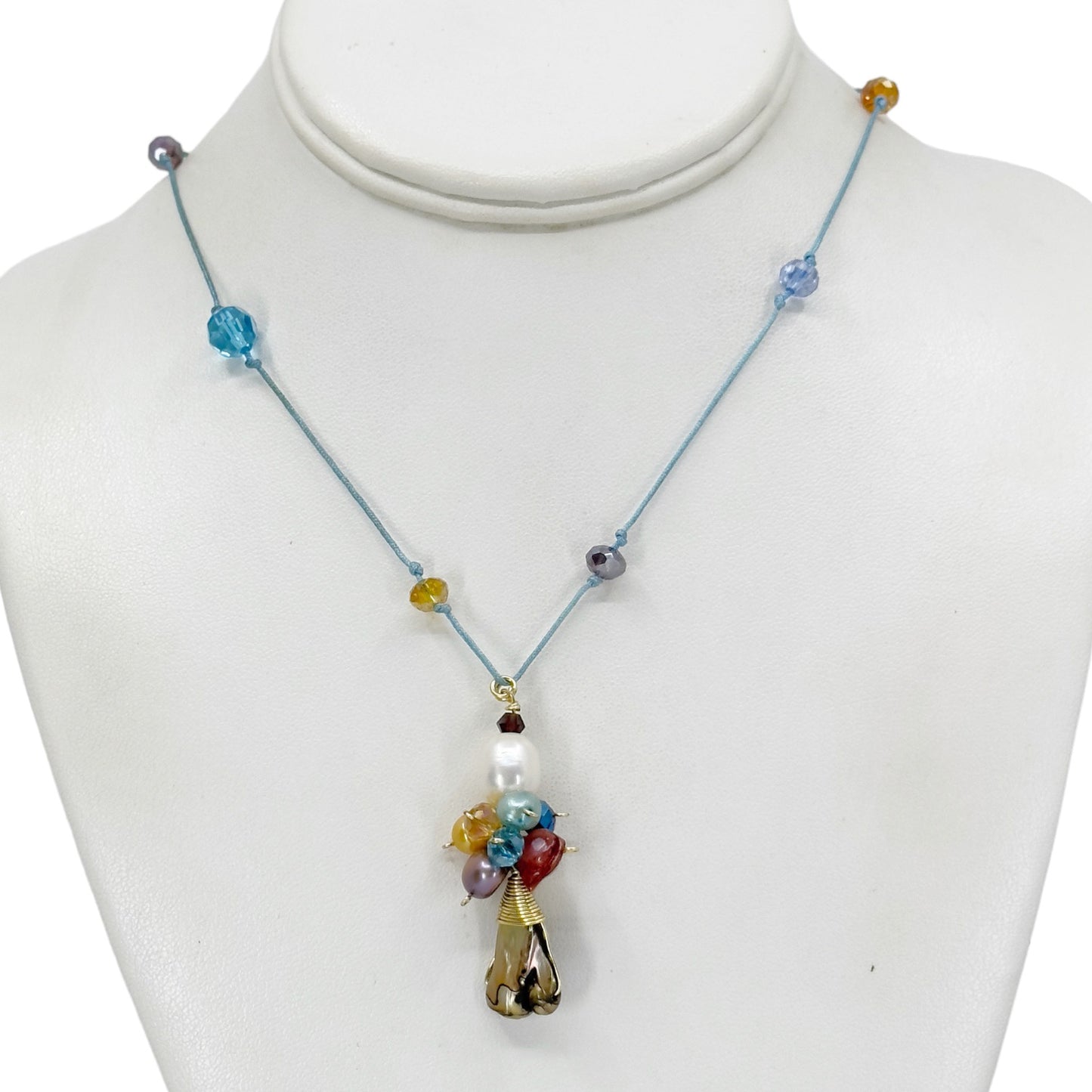 14k Gold Filled freshwater pearl & crystal necklace GM631