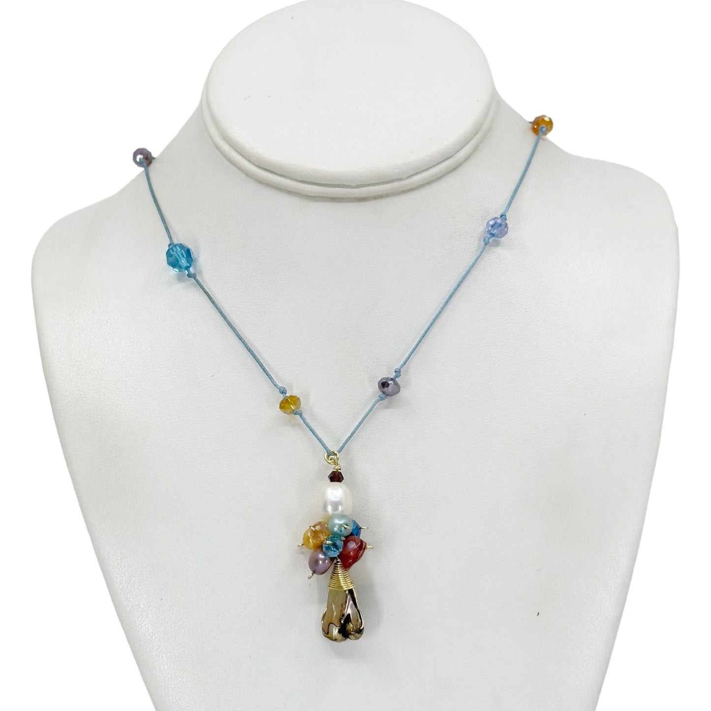 14k Gold Filled freshwater pearl & crystal necklace GM631