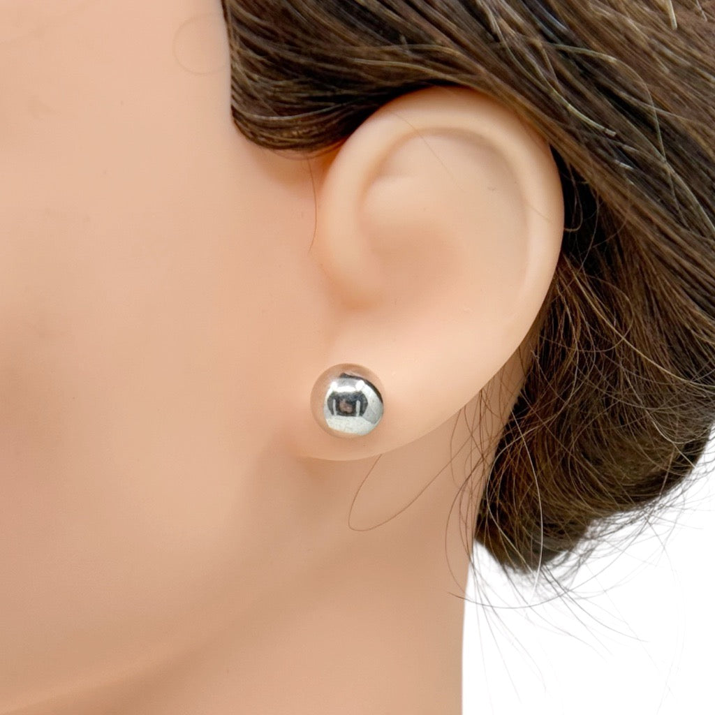 Sterling silver 10mm bead stud earrings - GM632