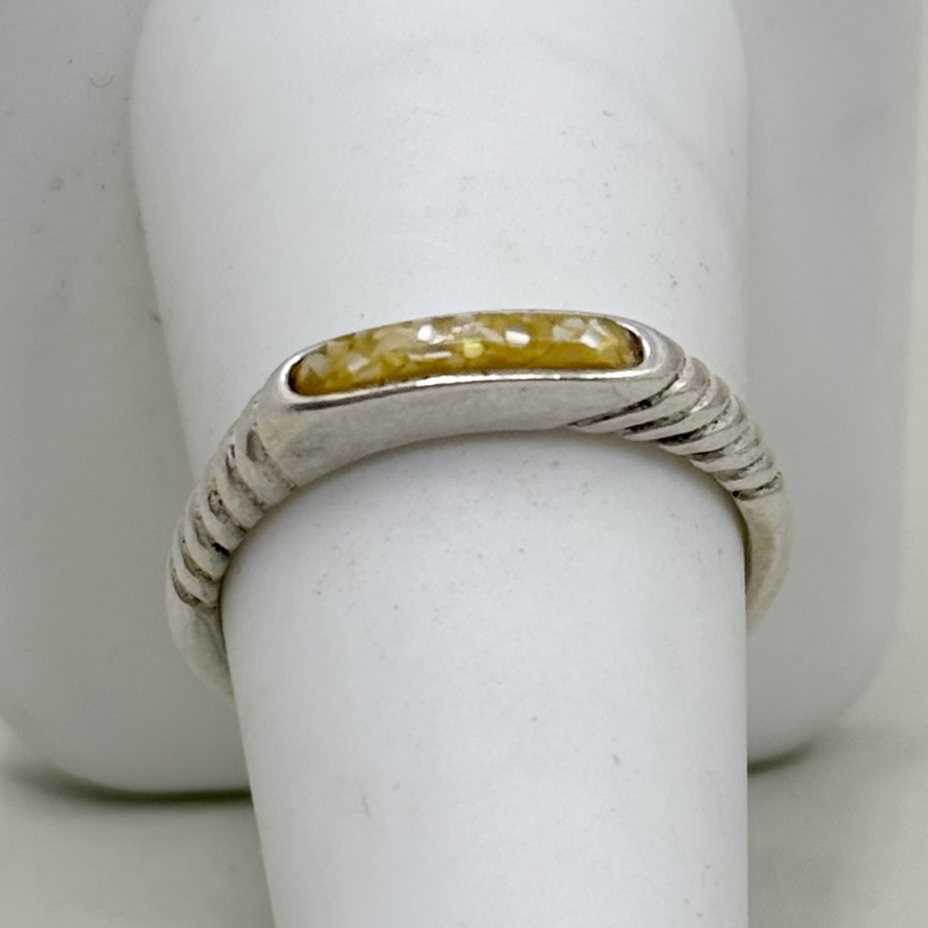 Carolyn Pollack Relios sterling silver Mother of Pearl inlay stack band ring - GM64