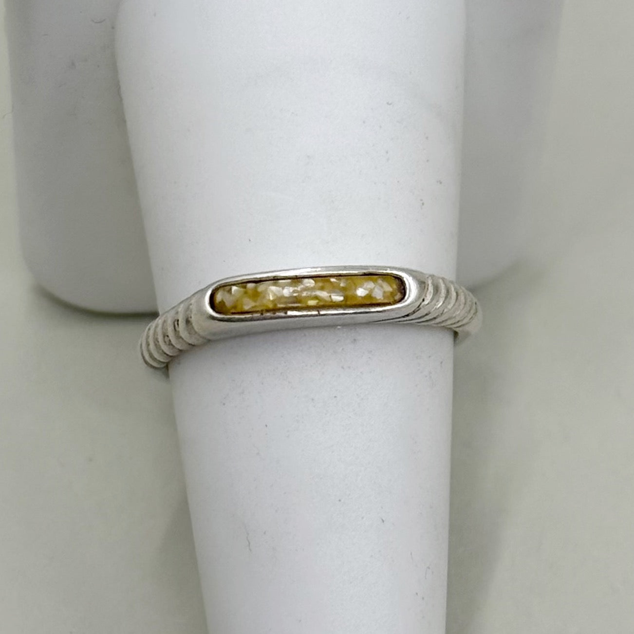 Carolyn Pollack Relios sterling silver Mother of Pearl inlay stack band ring - GM64