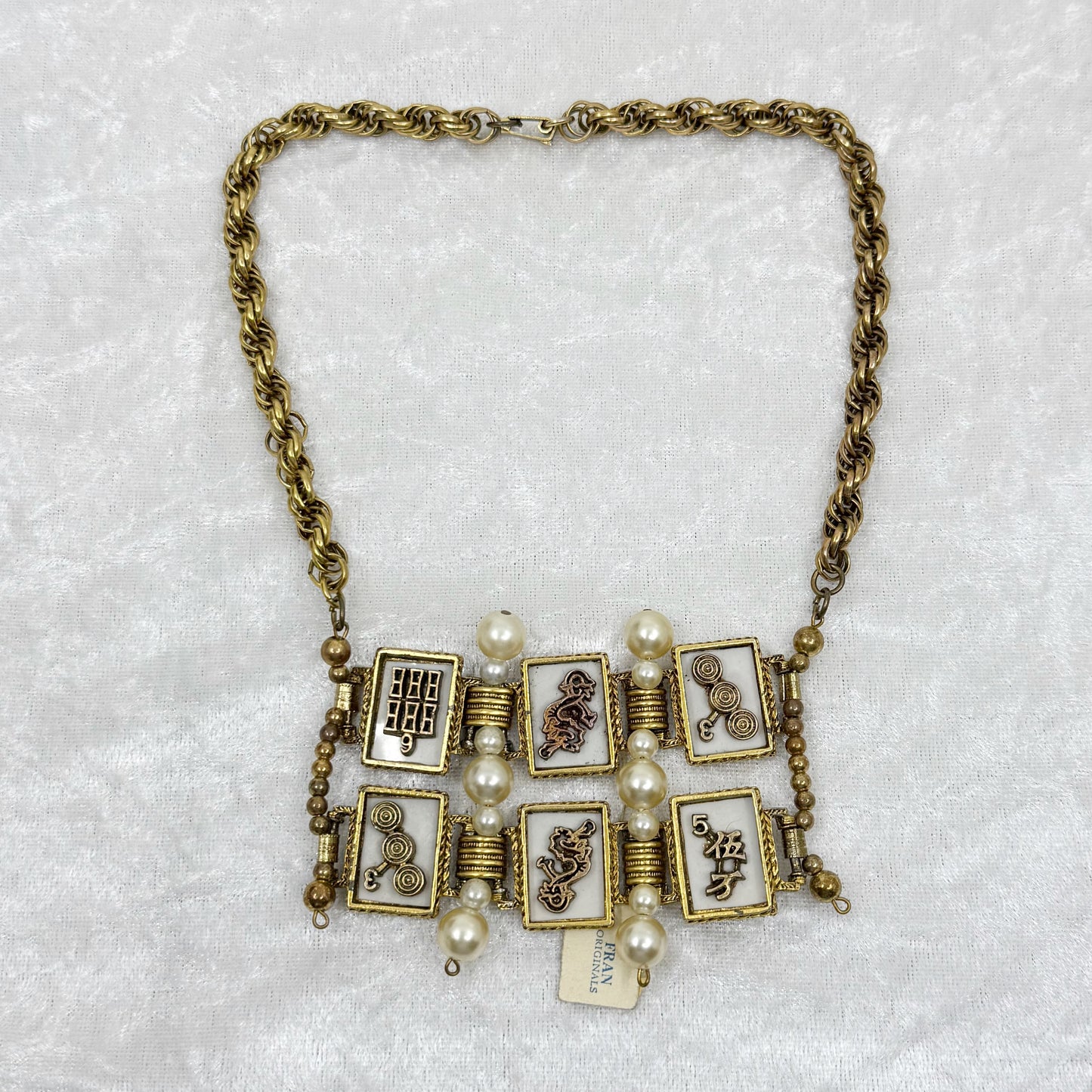 Vintage Fran Originals Gold tone pearl necklace - GM3007