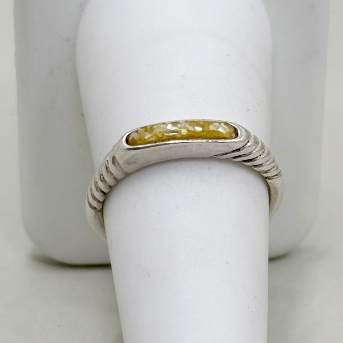 Carolyn Pollack Relios sterling silver Mother of Pearl inlay stack band ring - GM64