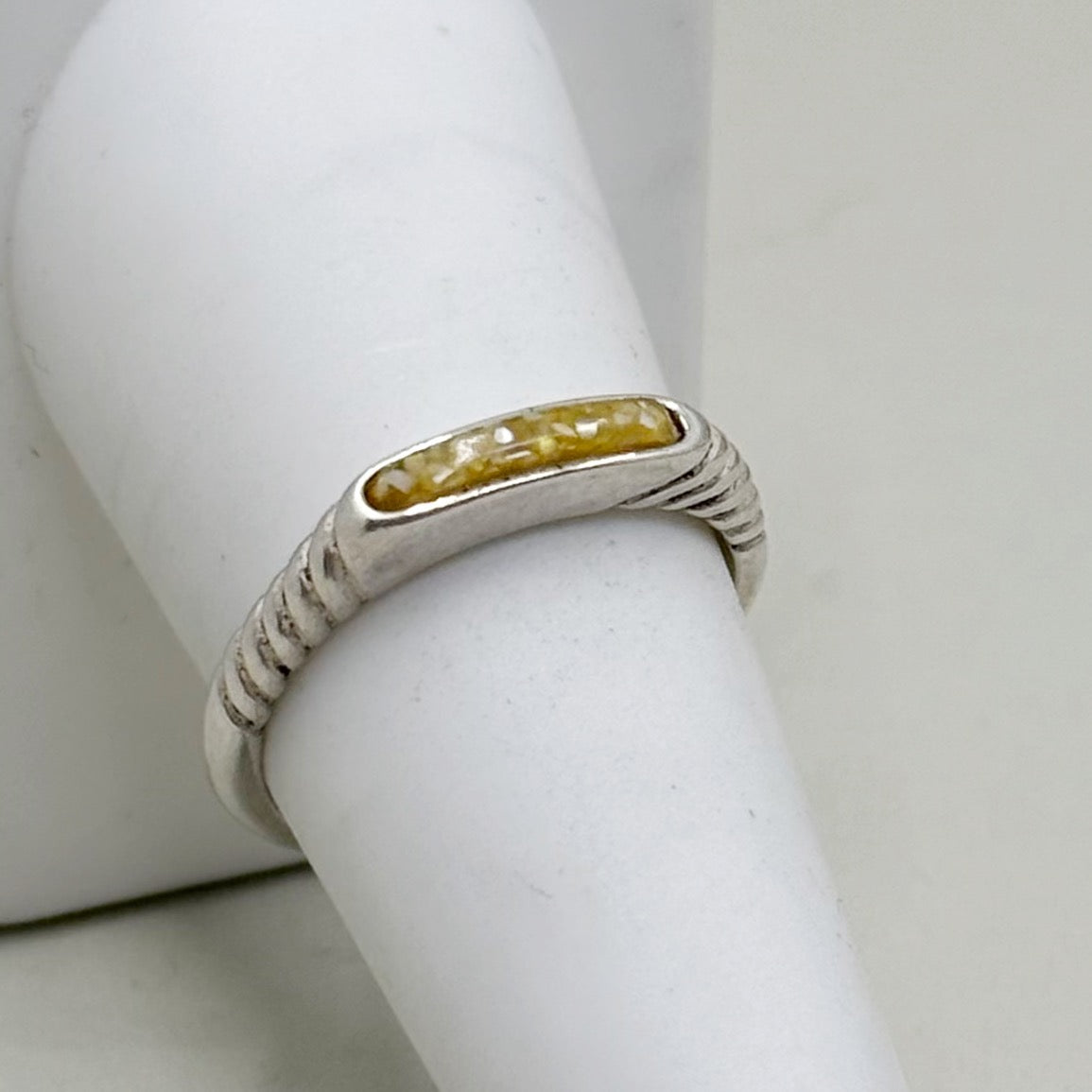 Carolyn Pollack Relios sterling silver Mother of Pearl inlay stack band ring - GM64