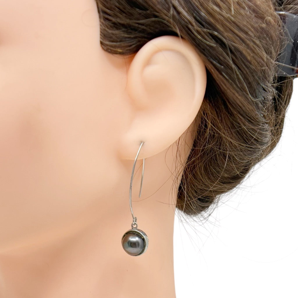 Sterling silver 10mm pearl earrings - GM640