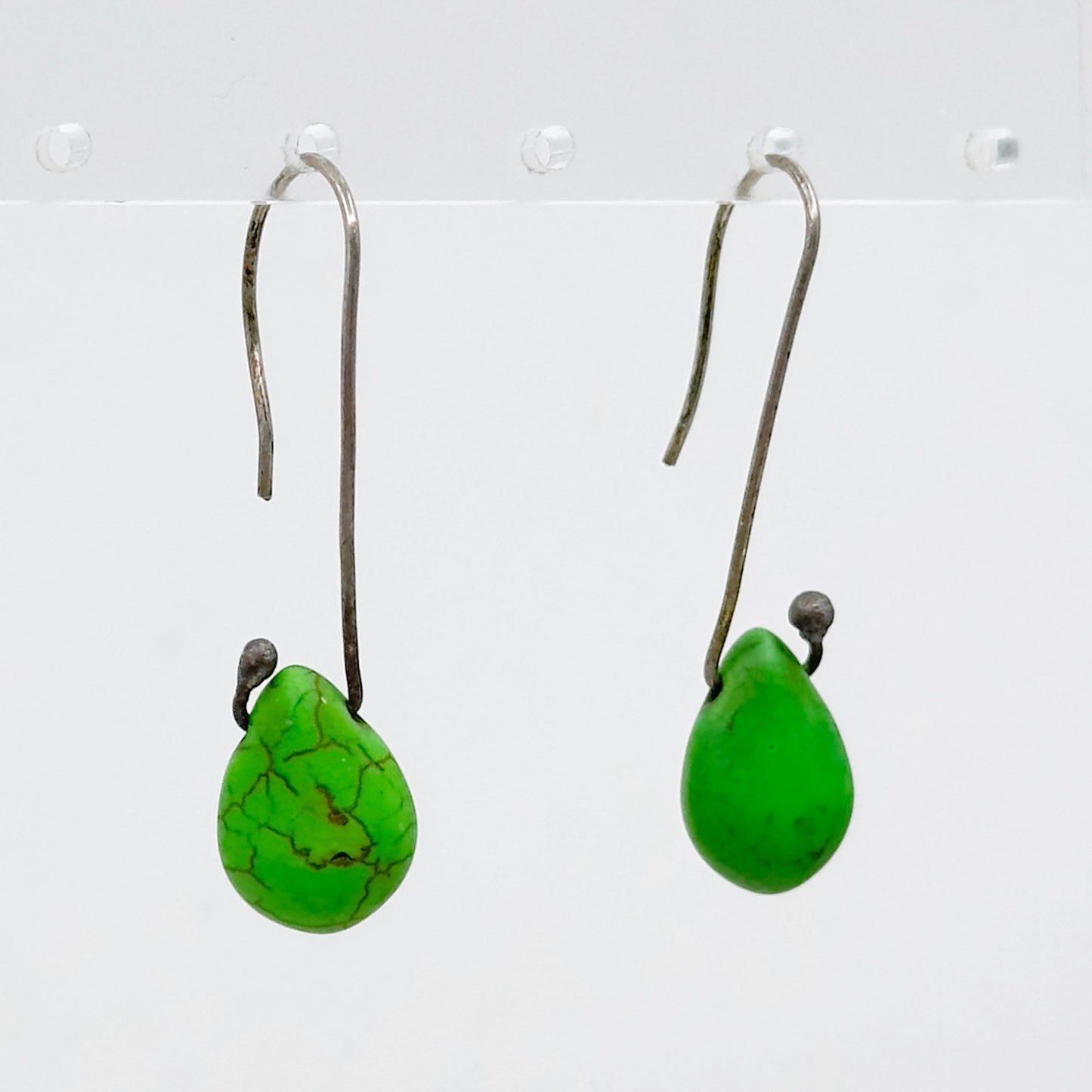 Hand Made Sterling silver green jasper bead earrings GM642