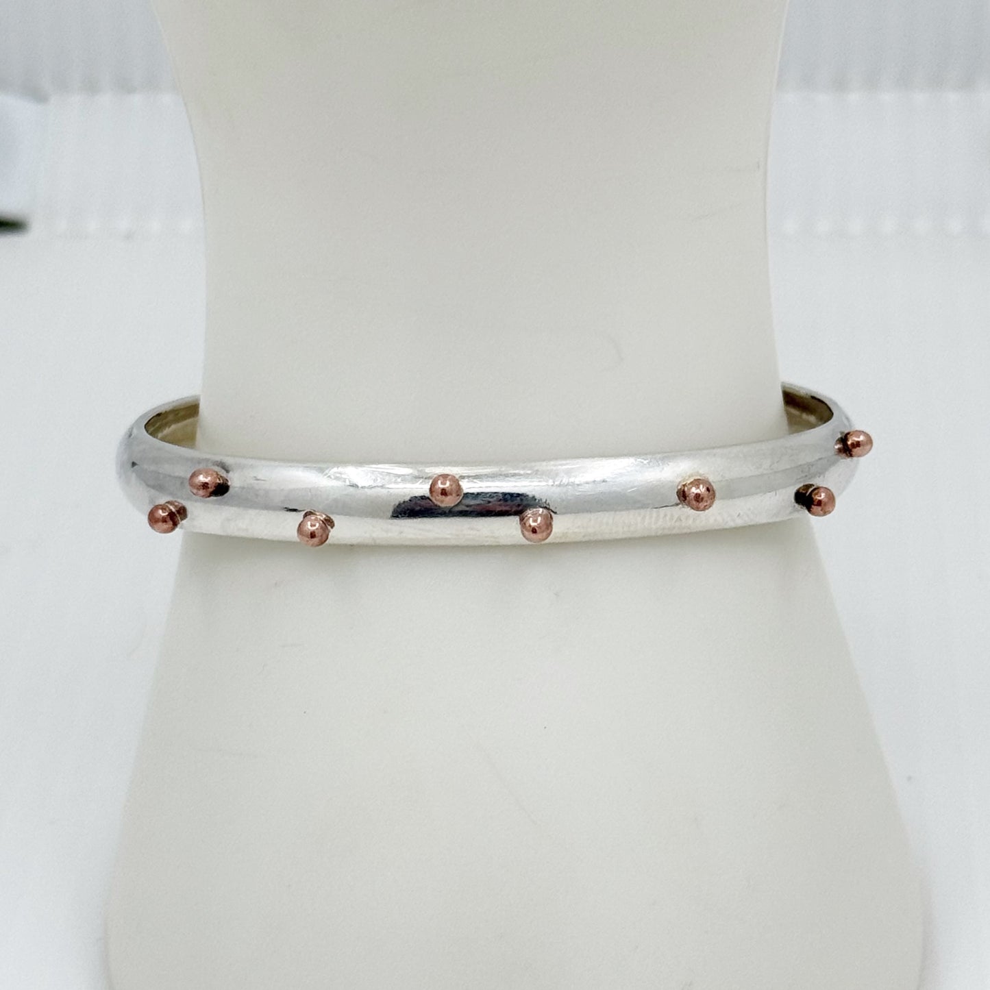 Contemporary sterling silver & copper dot cuff bracelet - GM65