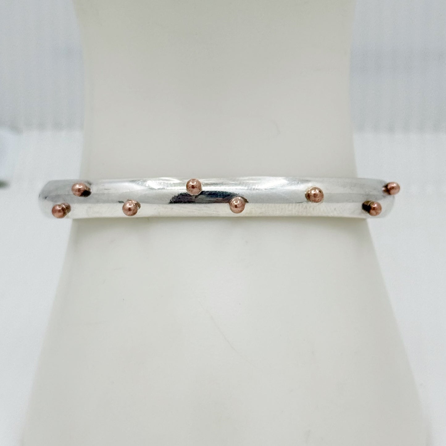 Contemporary sterling silver & copper dot cuff bracelet - GM65