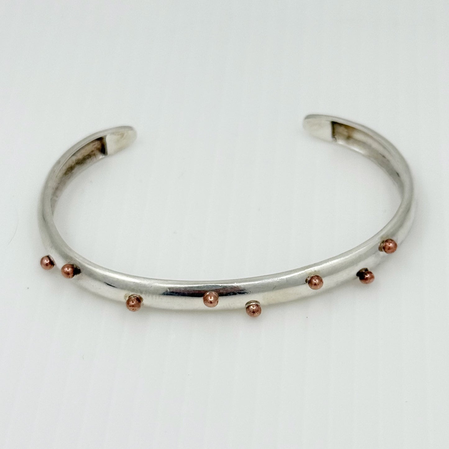 Contemporary sterling silver & copper dot cuff bracelet - GM65