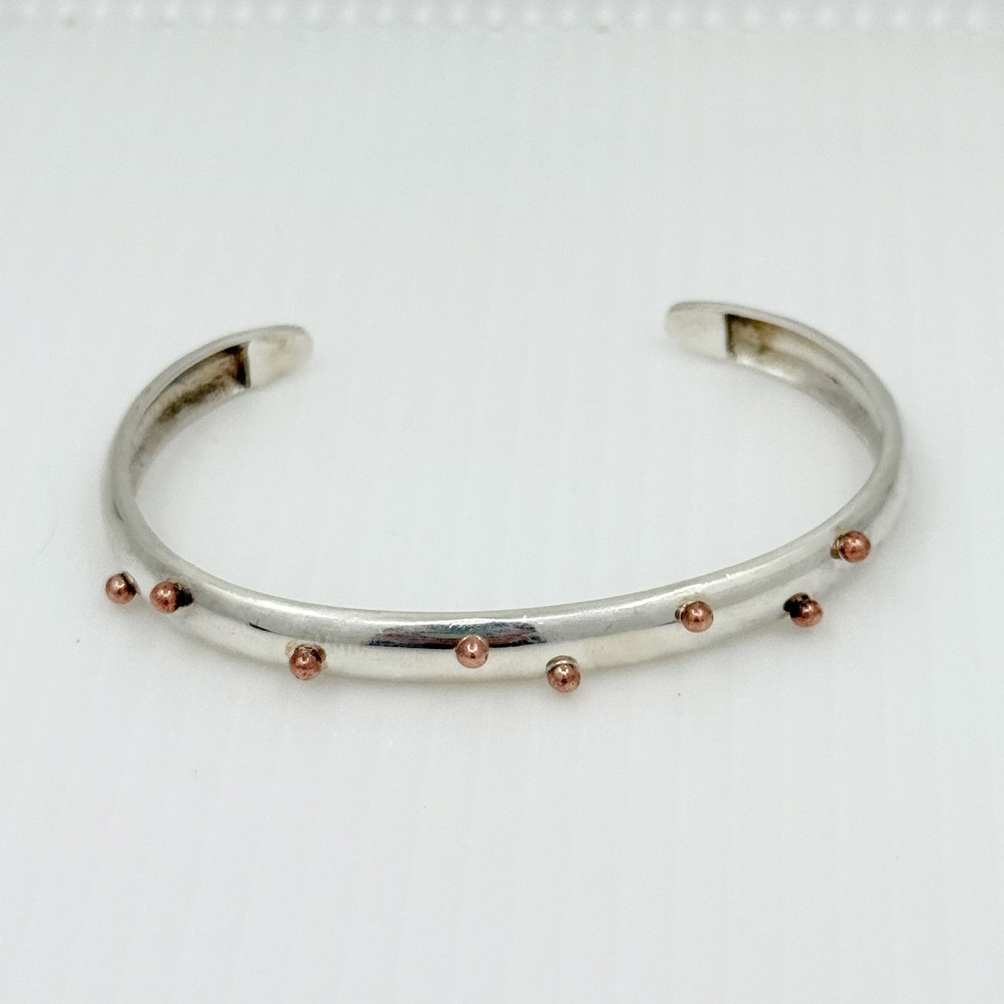 Contemporary sterling silver & copper dot cuff bracelet - GM65