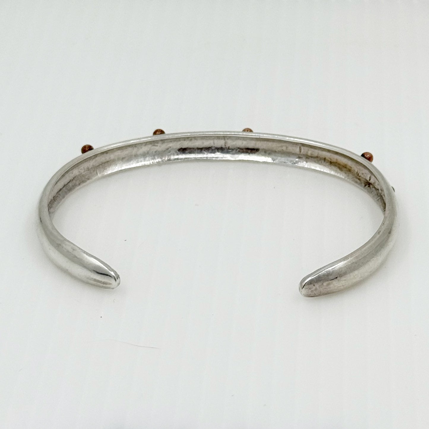 Contemporary sterling silver & copper dot cuff bracelet - GM65