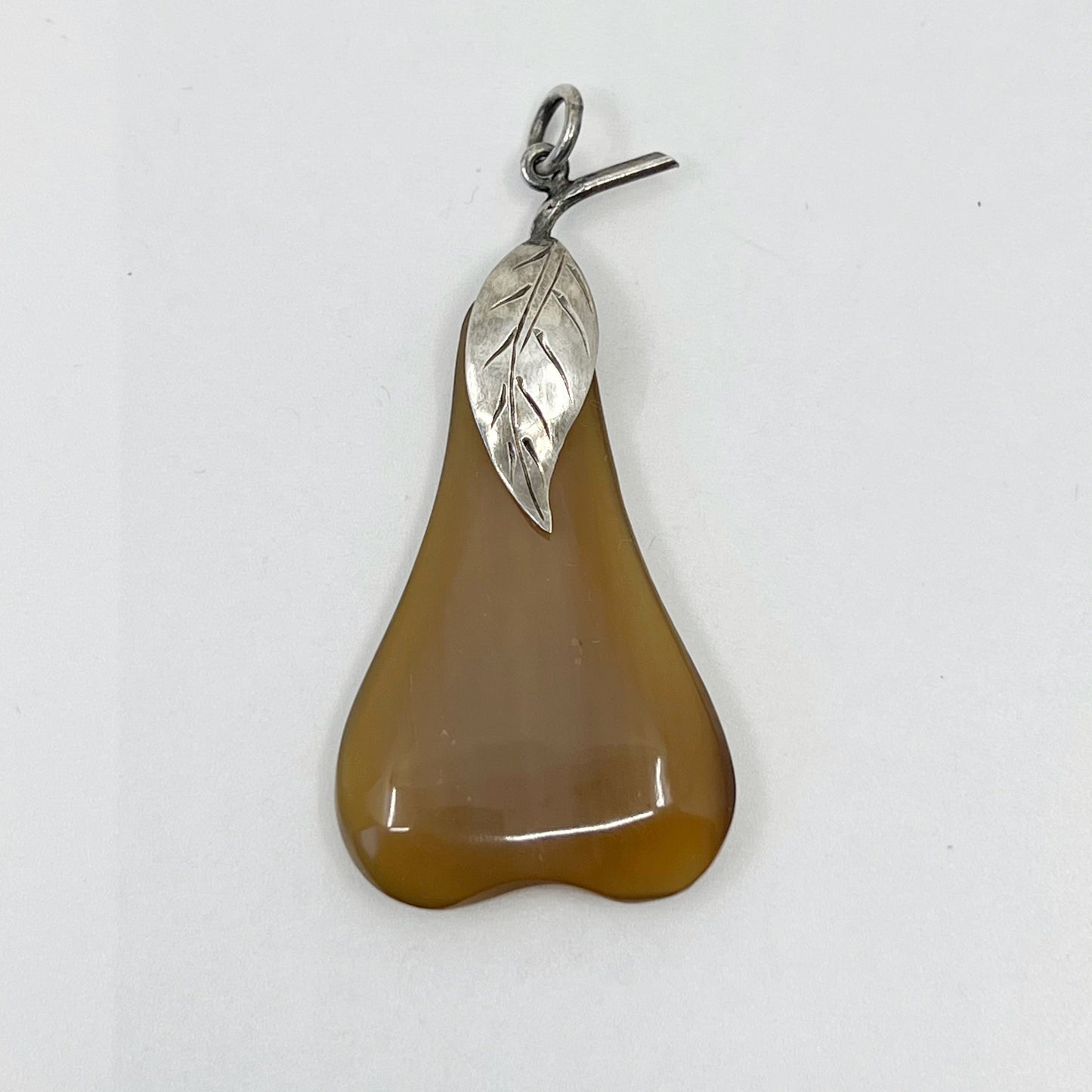 Vintage Sterling silver horn pear pendant GM651