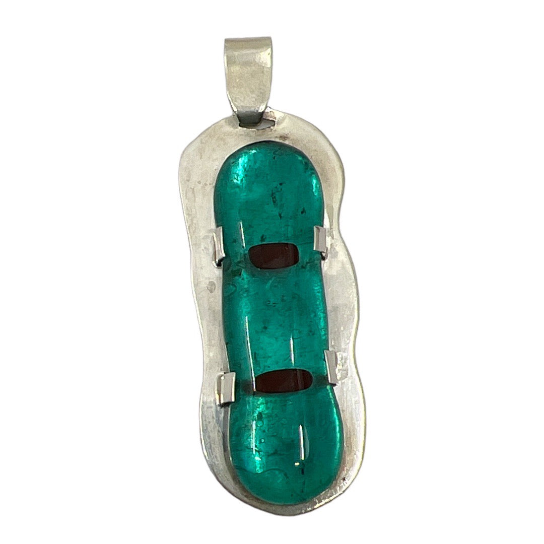 Hand Made Sterling silver glass pendant GM655