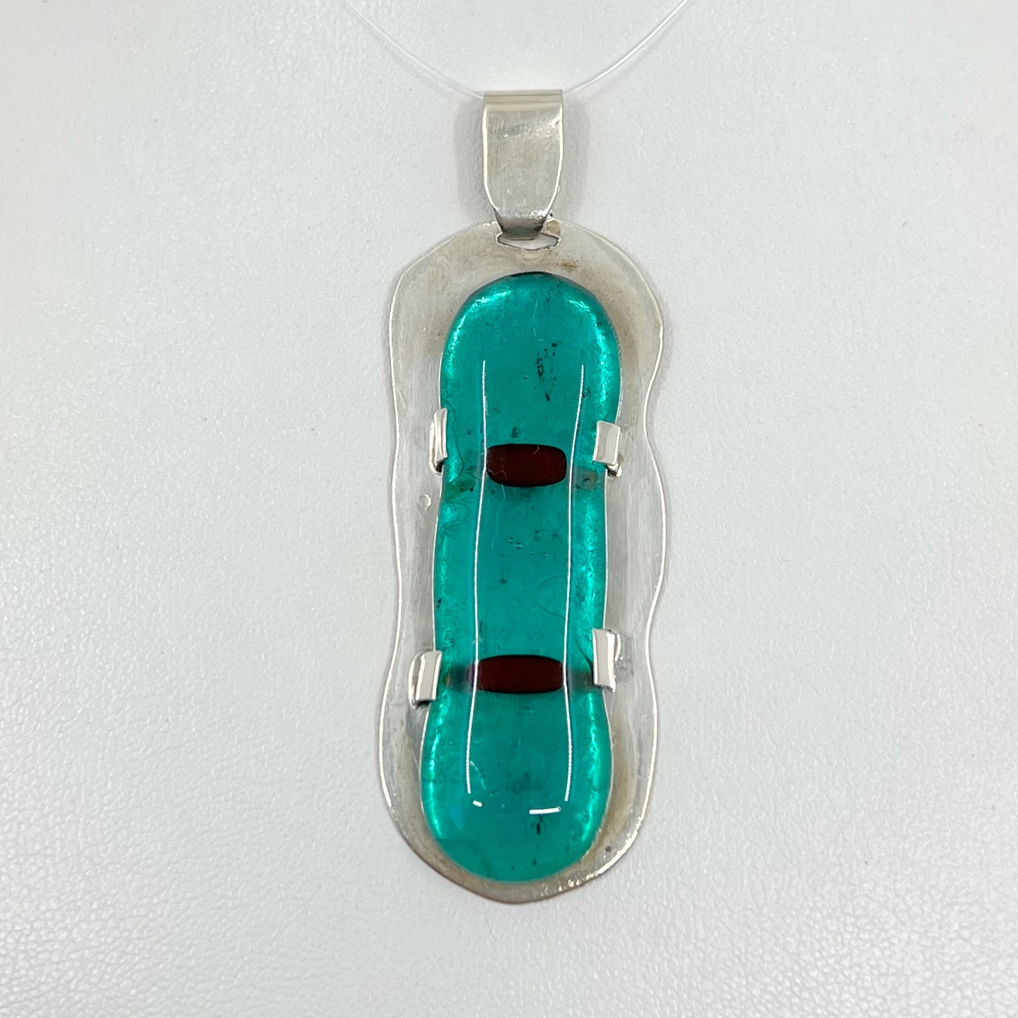 Hand Made Sterling silver glass pendant GM655