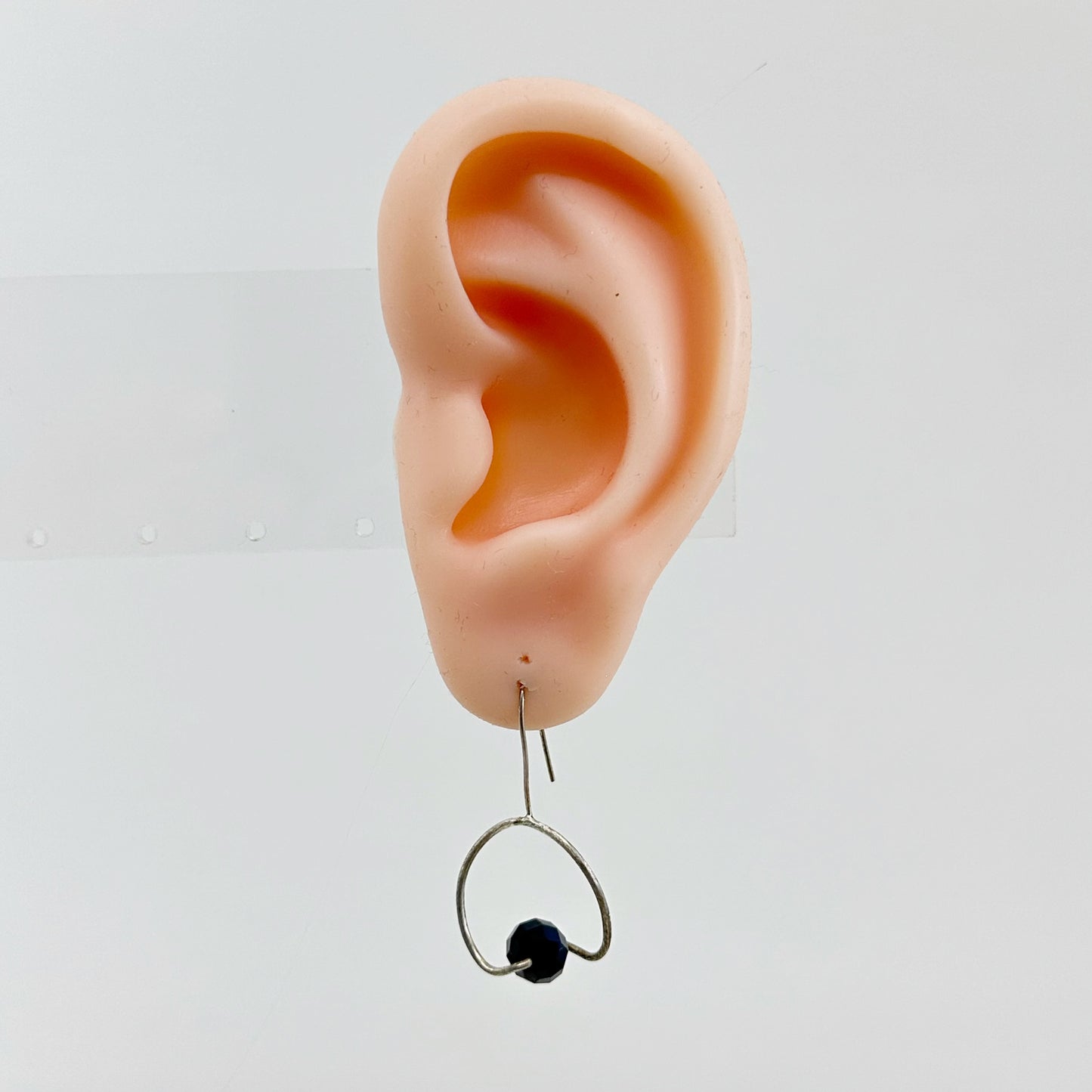 Hand Made Sterling silver onyx bead earrings GM658