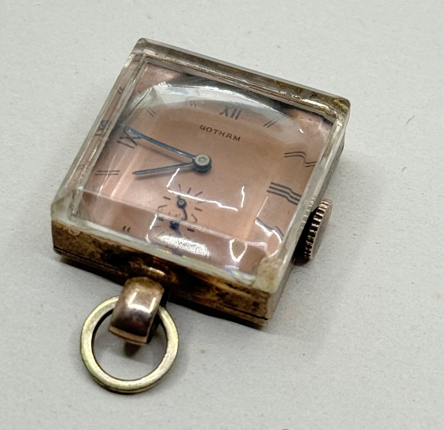 vintage GOTHAM 12k gold filled sterling silver pocket watch - GM664