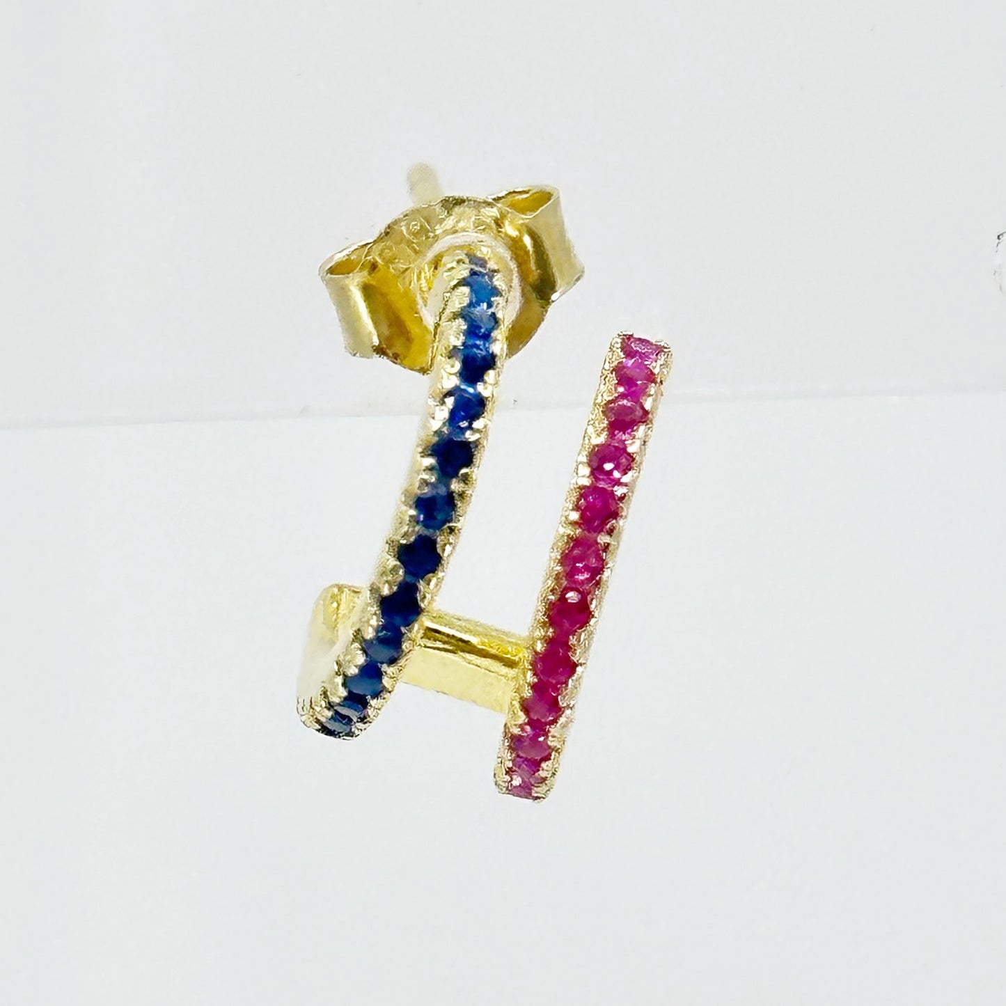 18k Gold Vermeil sterling silver ruby & sapphire earrings GM667