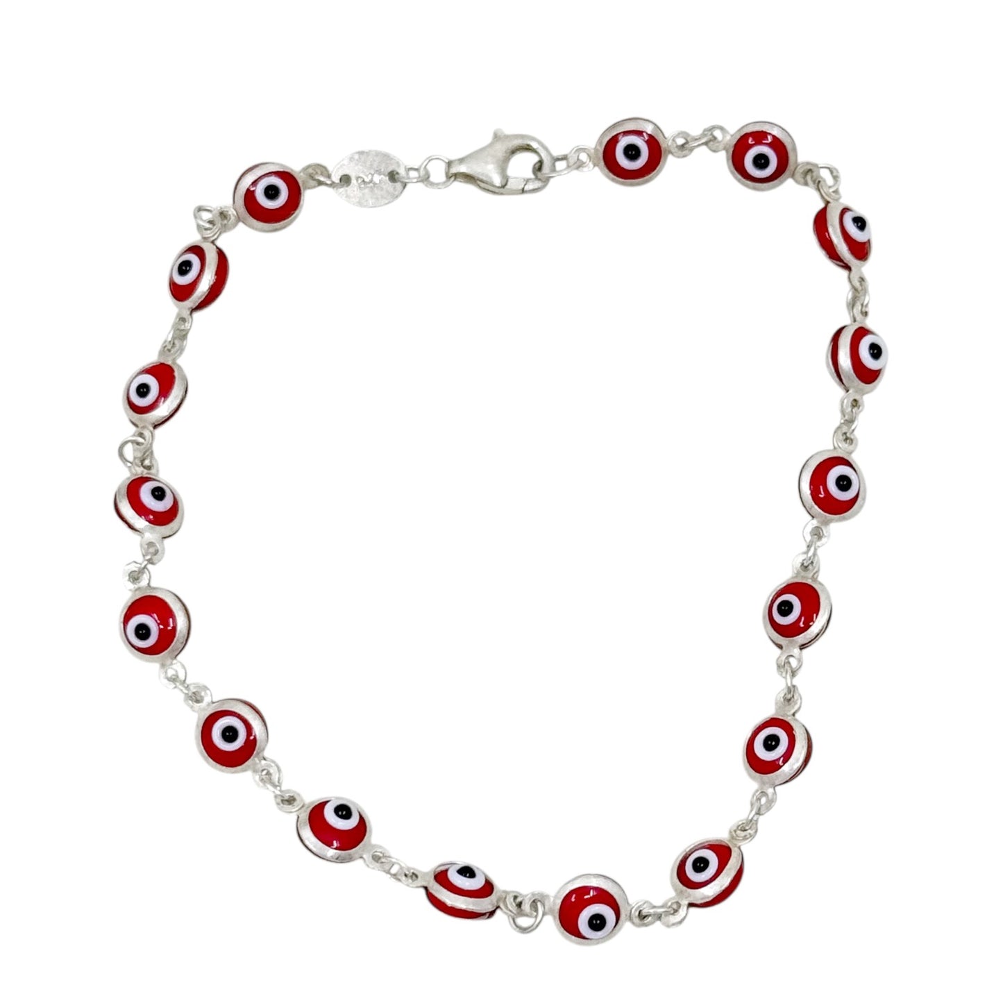sterling silver red evil eye glass bead bracelet - GM67