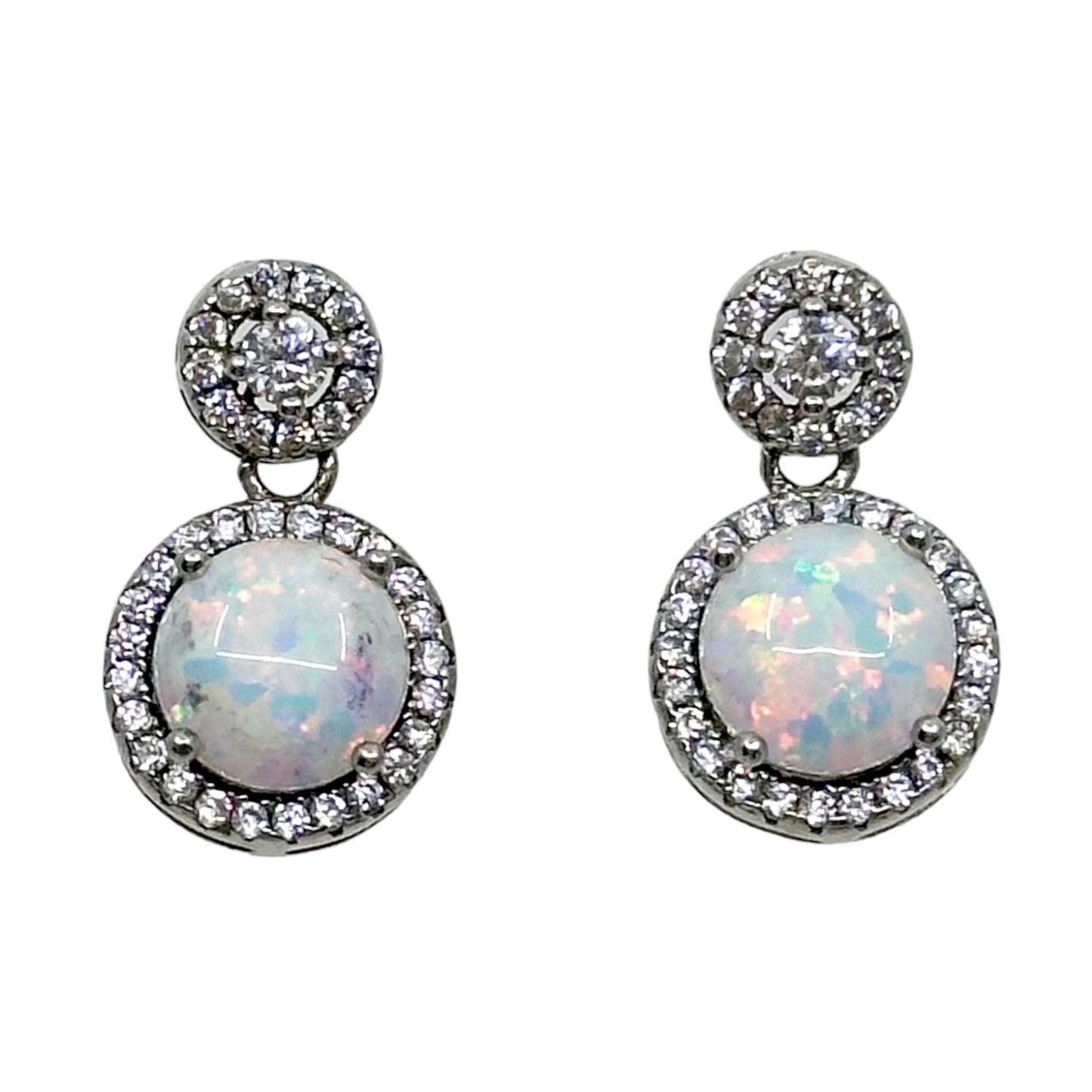 sterling silver opal & cubic zirconia earrings GM670