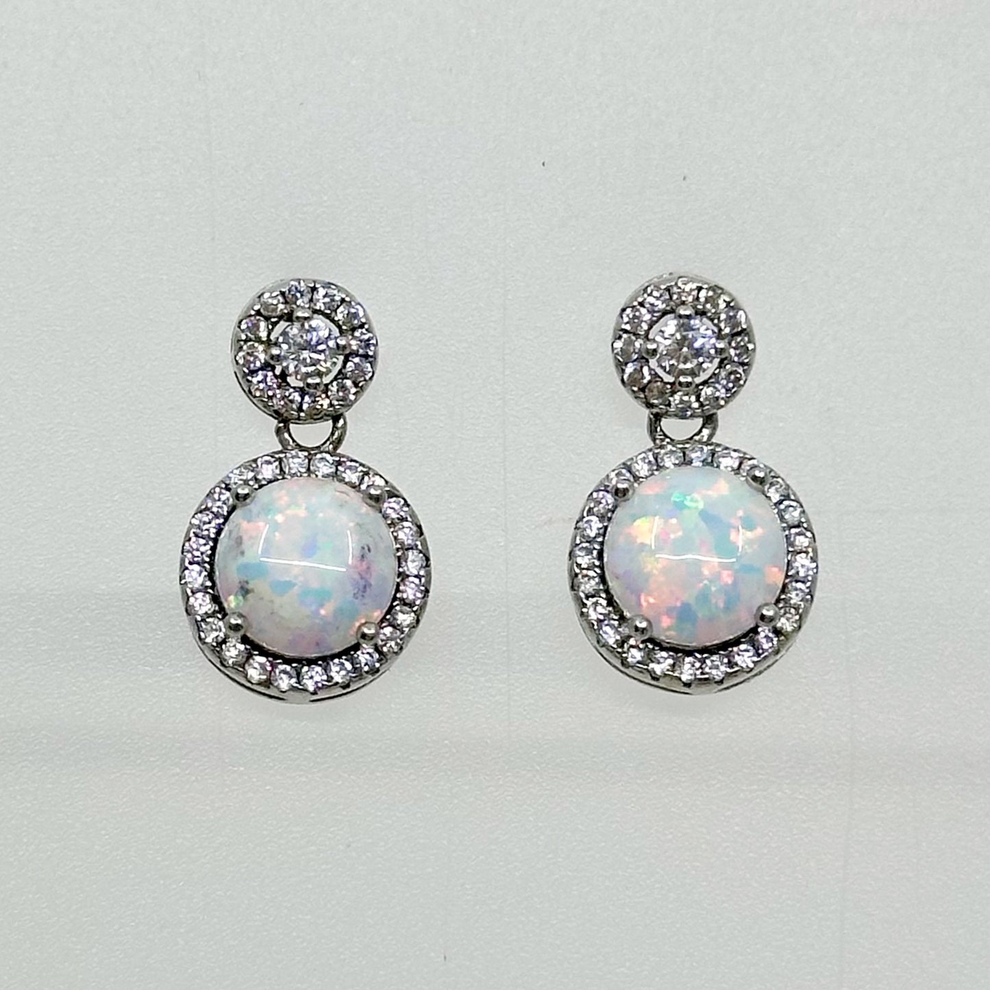 sterling silver opal & cubic zirconia earrings GM670